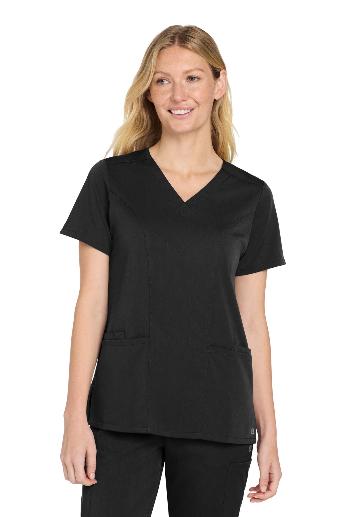 Wink Women's Premiere Flex V-Neck Top WW4168 in Black