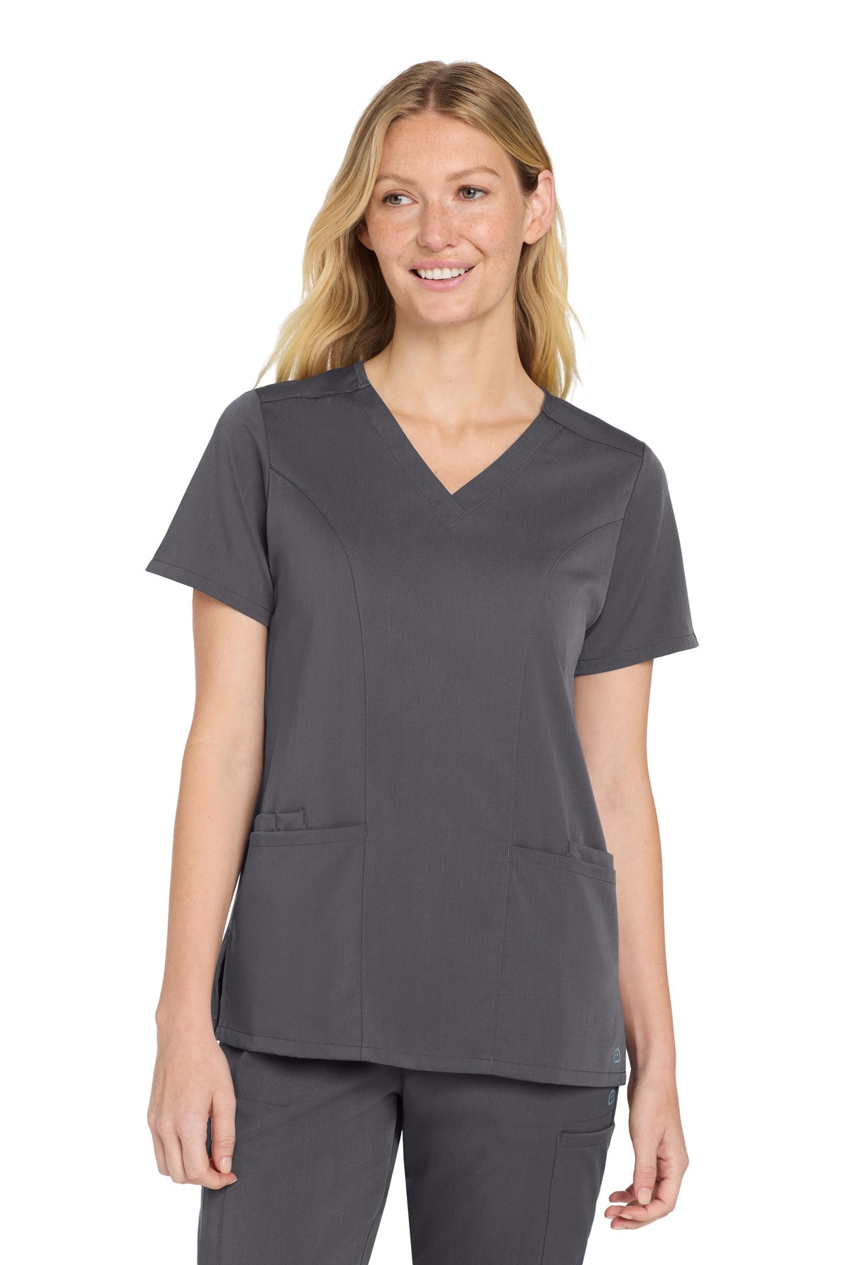 Wink Women's Premiere Flex V-Neck Top WW4168 in Pewter