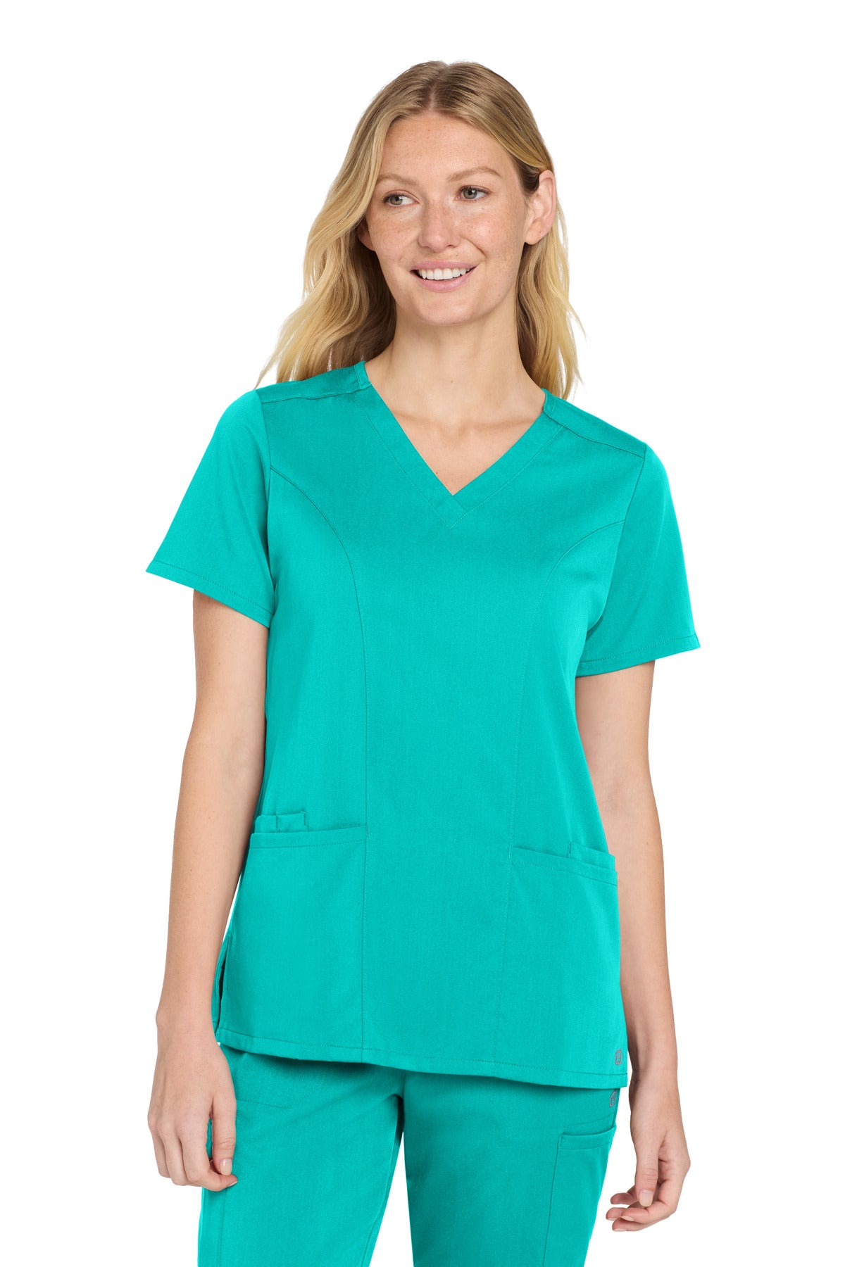 Wink Women's Premiere Flex V-Neck Top WW4168 in Teal Blue