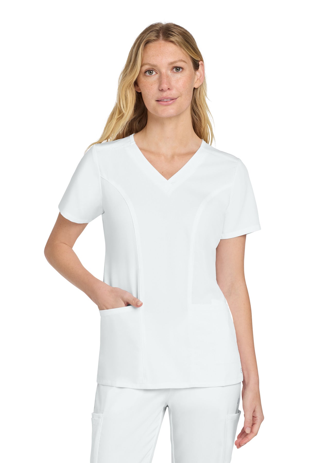 Wink Women's Premiere Flex V-Neck Top WW4168 in White