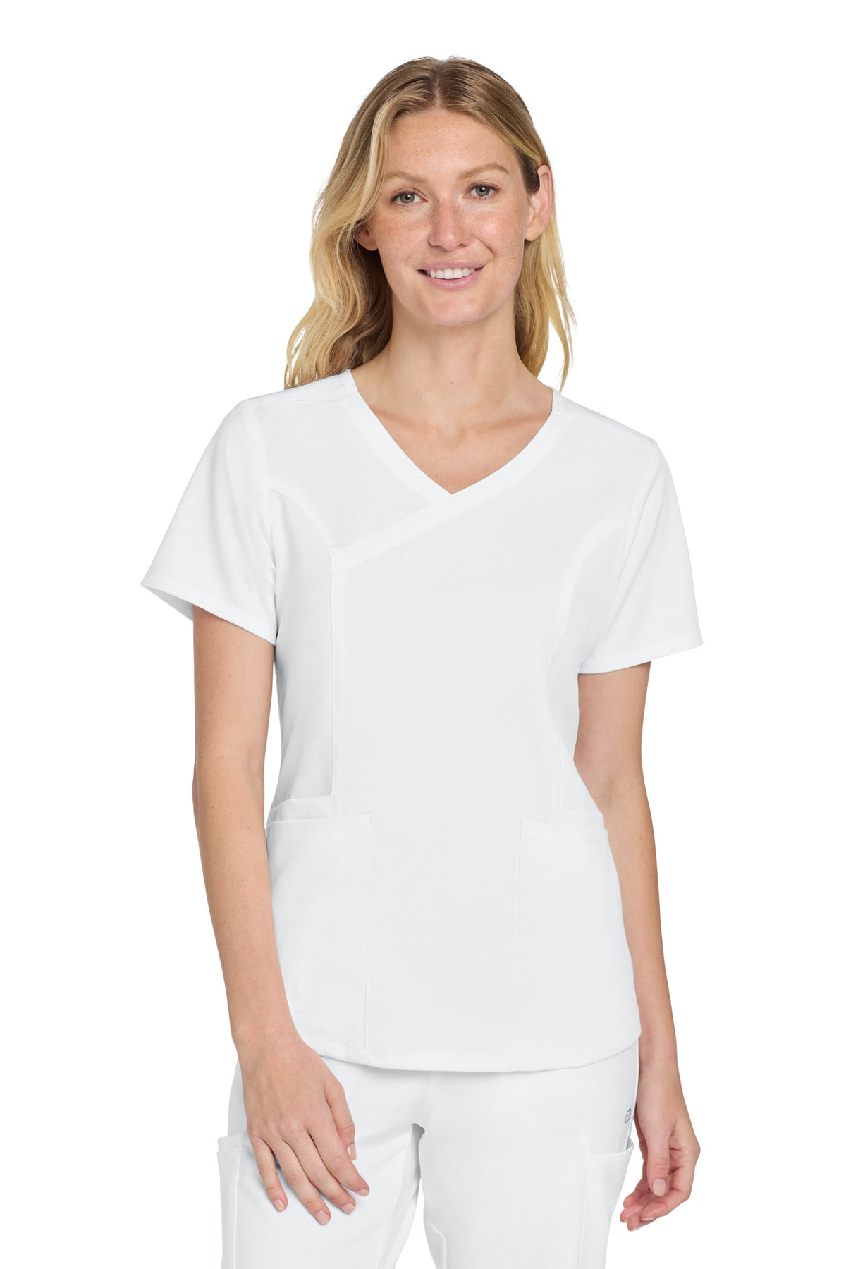 Wink Women's Premiere Flex Mock Wrap Top WW4268 in White