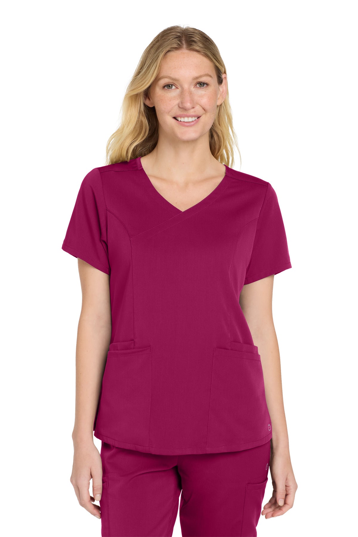 Wink Women's Premiere Flex Mock Wrap Top WW4268 in Wine