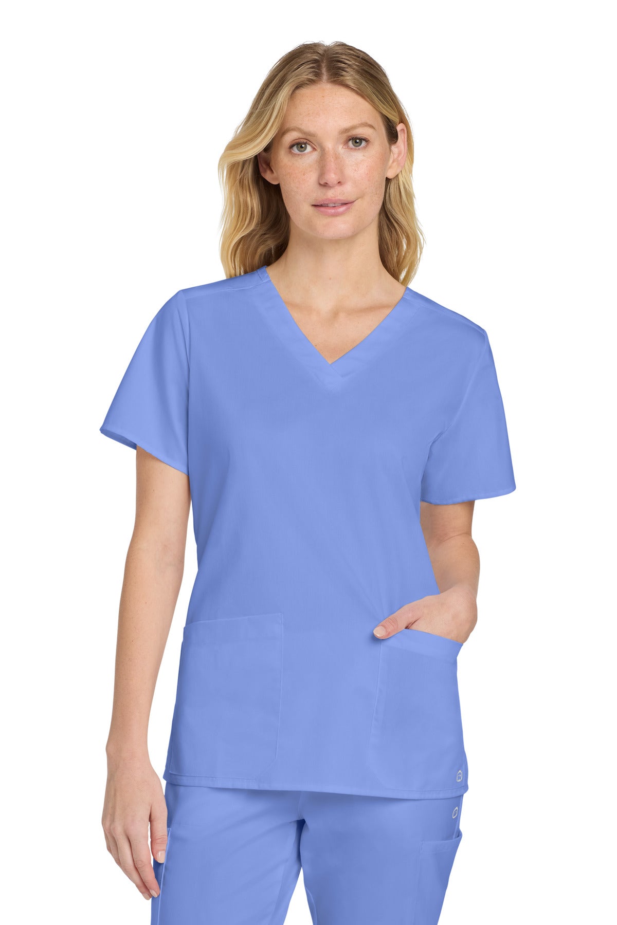Wink Women's WorkFlex V-Neck Top WW4560 in Ceil Blue