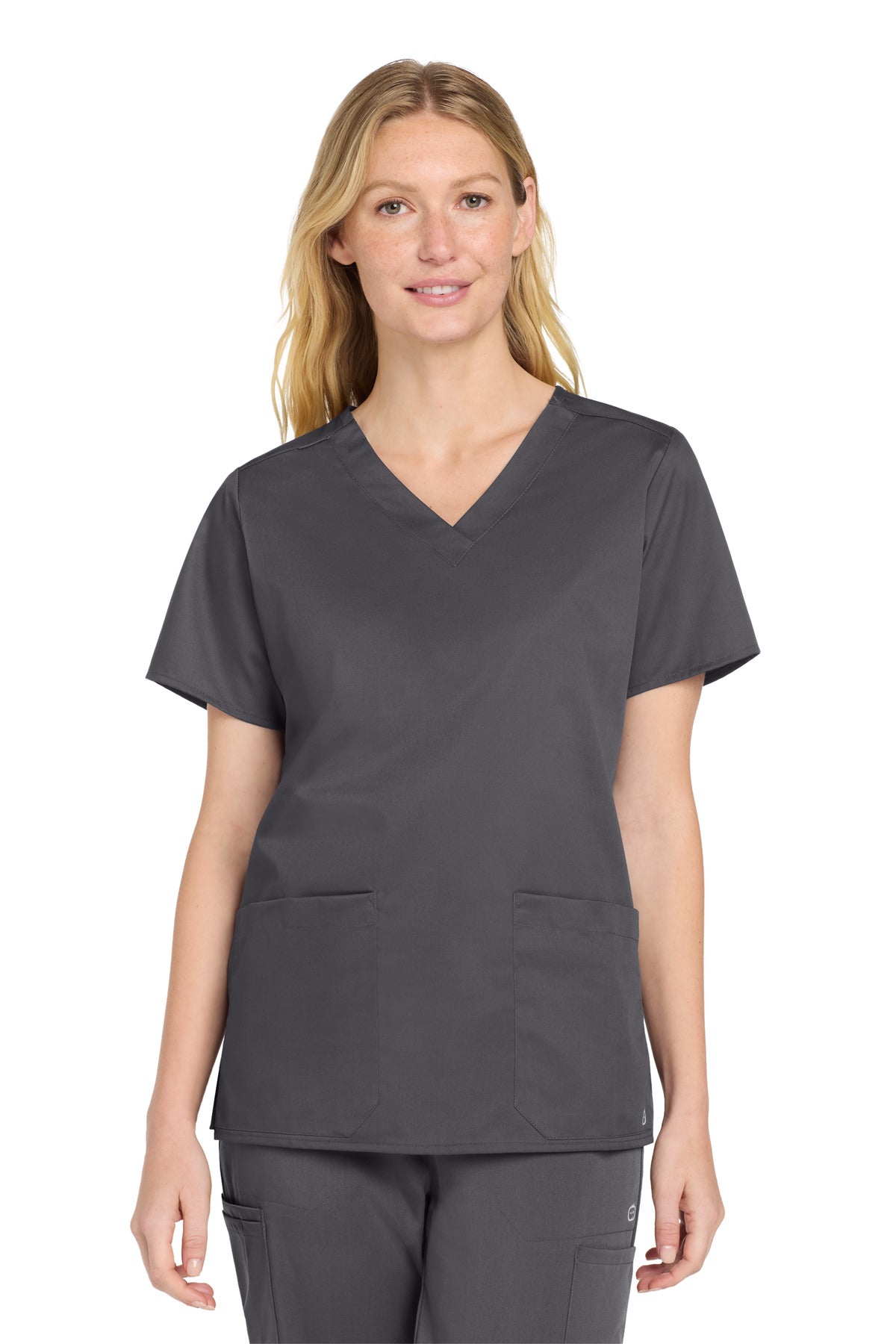 Wink Women's WorkFlex V-Neck Top WW4560 in Pewter