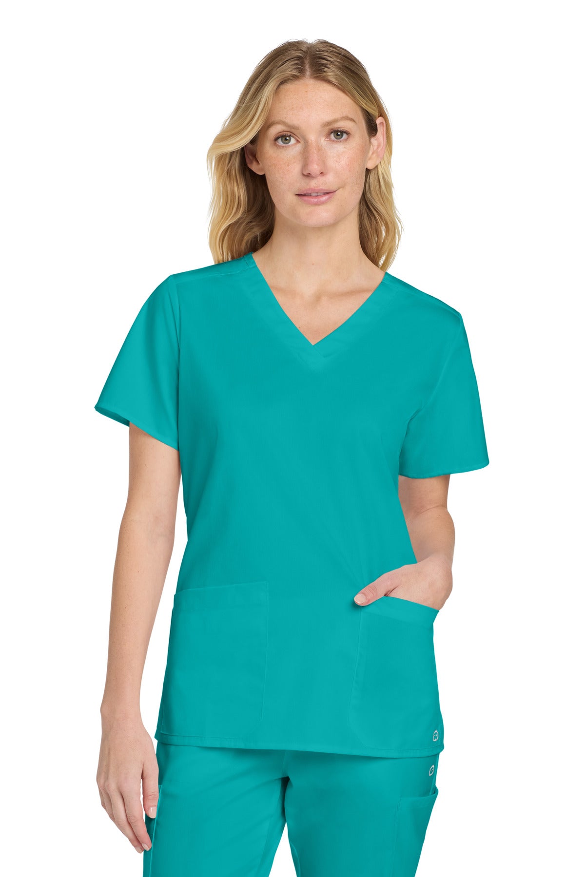 Wink Women's WorkFlex V-Neck Top WW4560 in Teal Blue