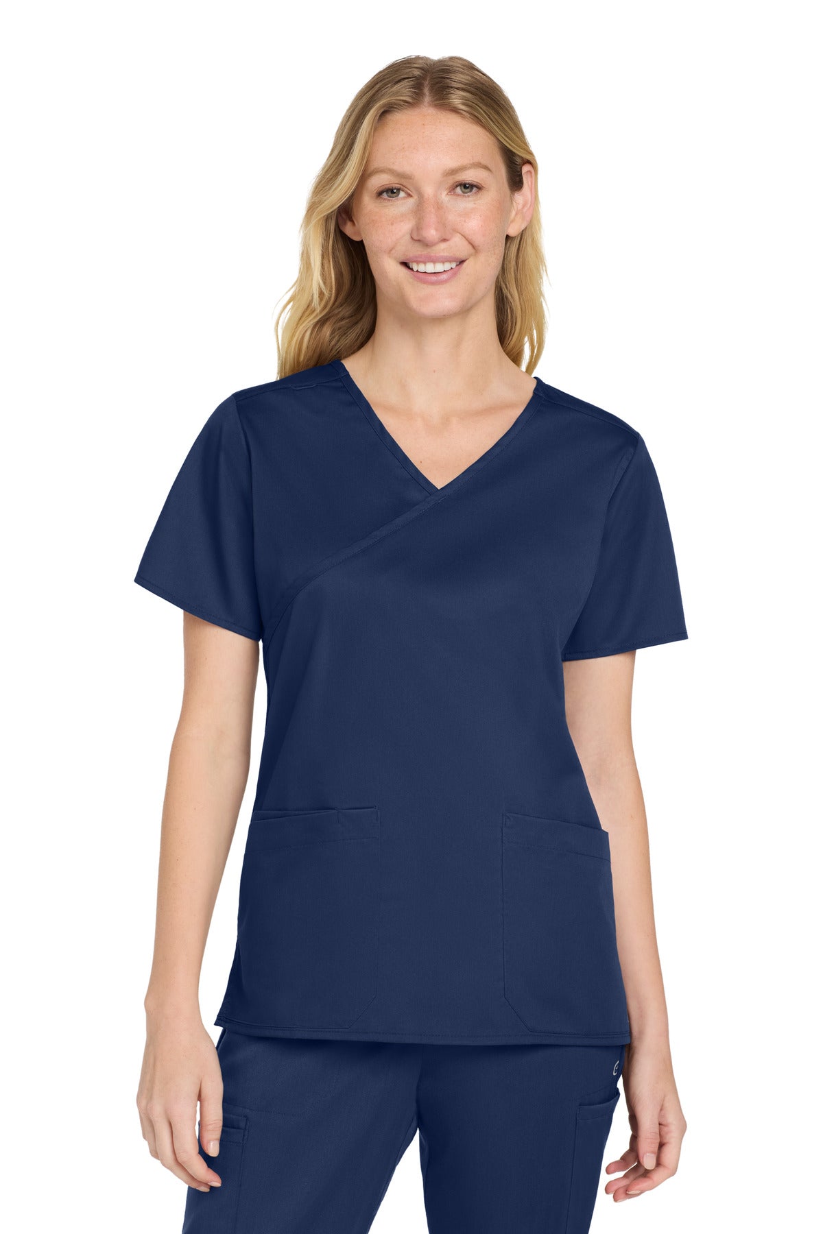 Wink Women's WorkFlex Mock Wrap Top WW4760 in Navy