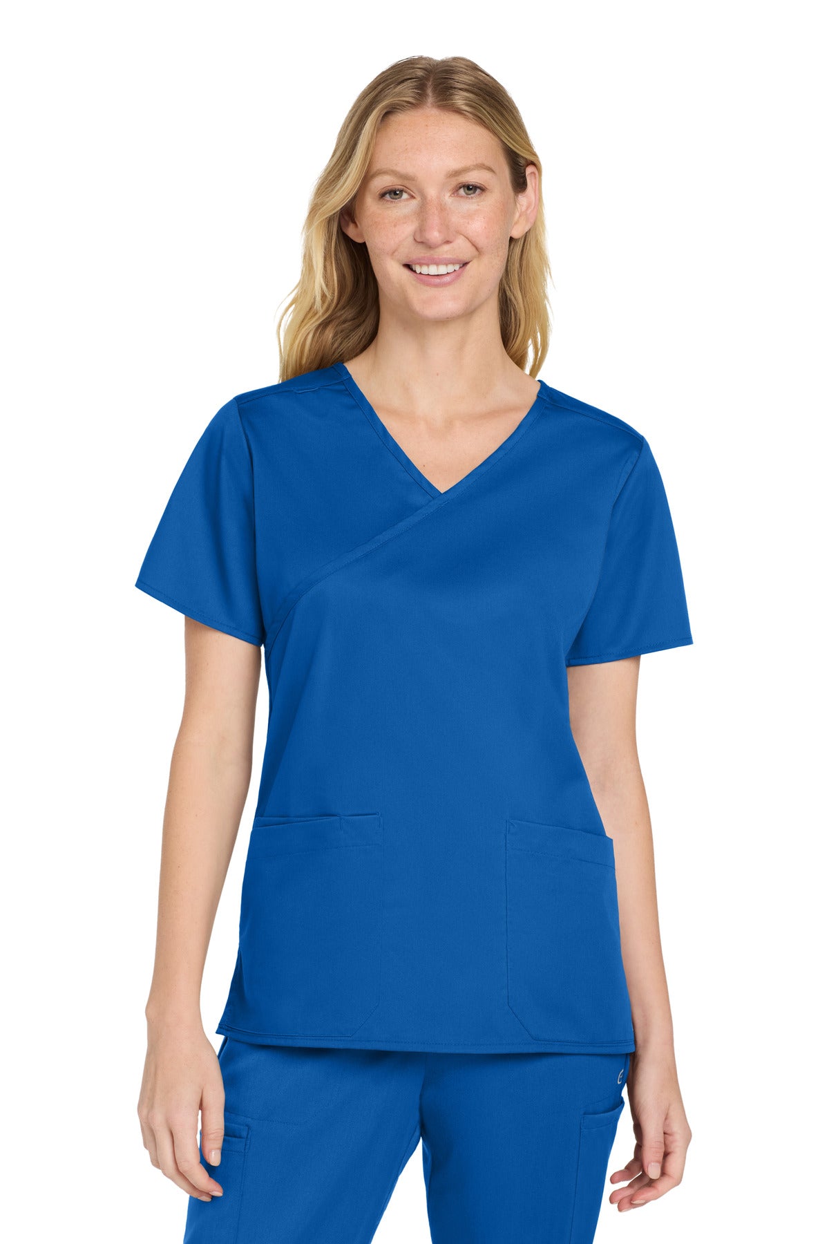 Wink Women's WorkFlex Mock Wrap Top WW4760 in Royal