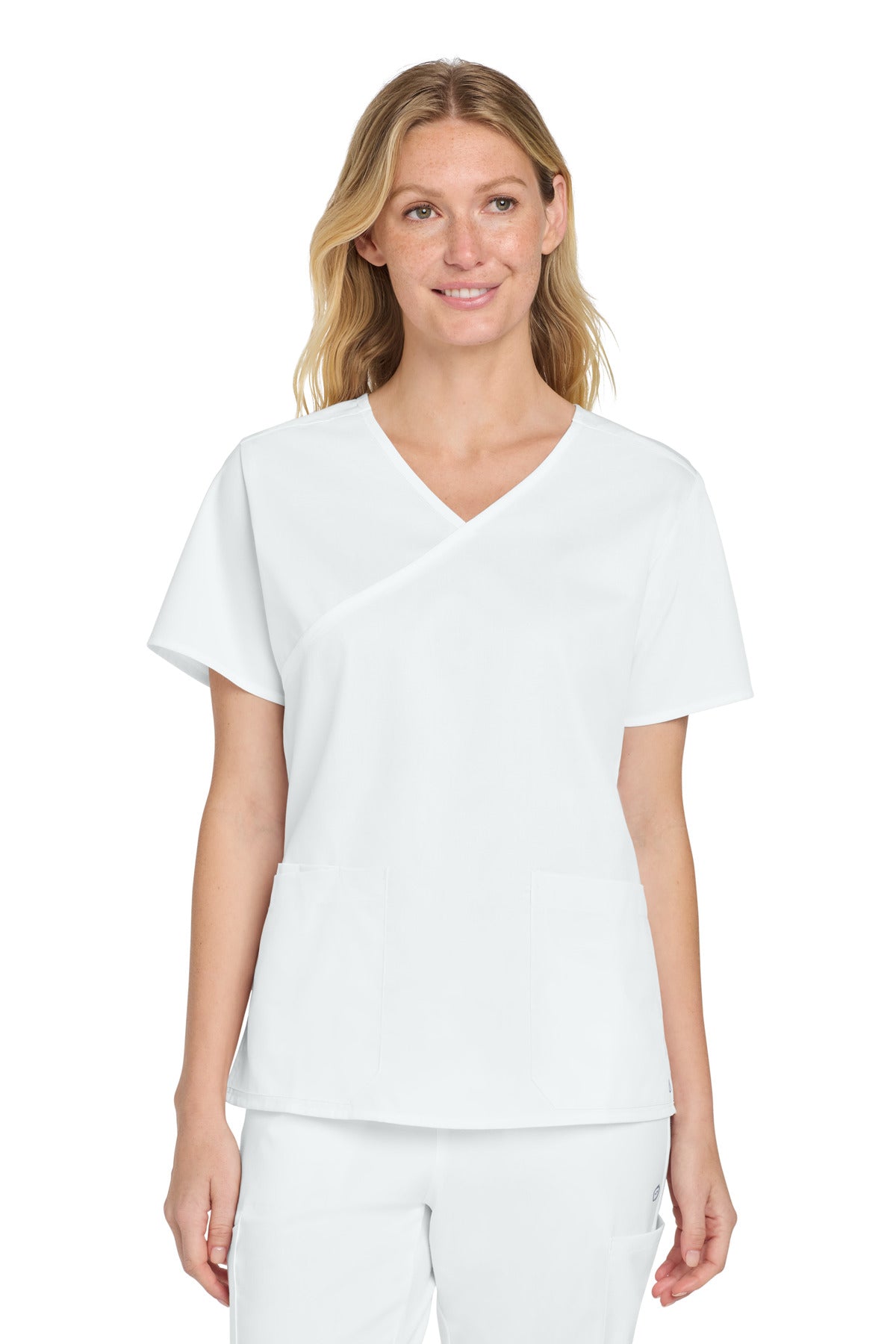 Wink Women's WorkFlex Mock Wrap Top WW4760 in White