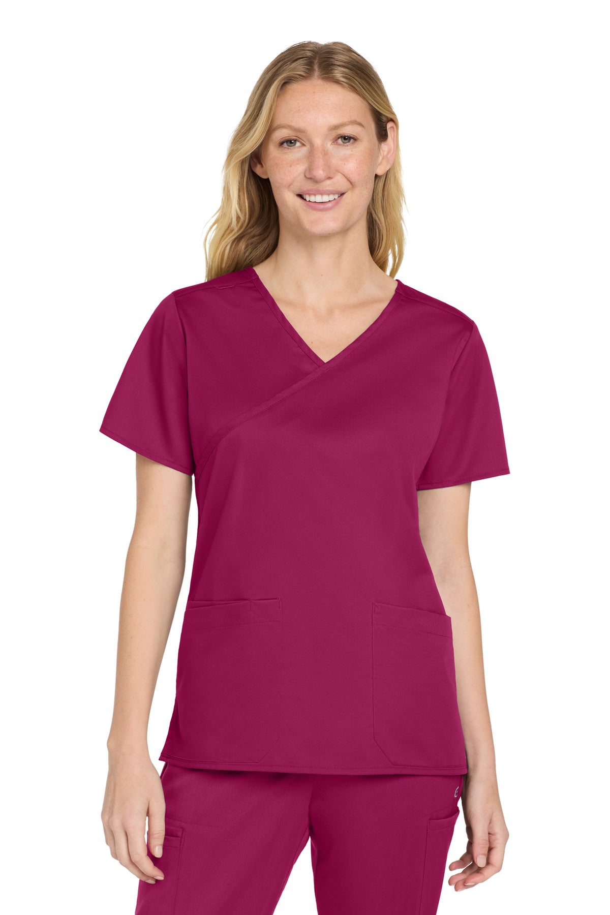 Wink Women's WorkFlex Mock Wrap Top WW4760 in Wine