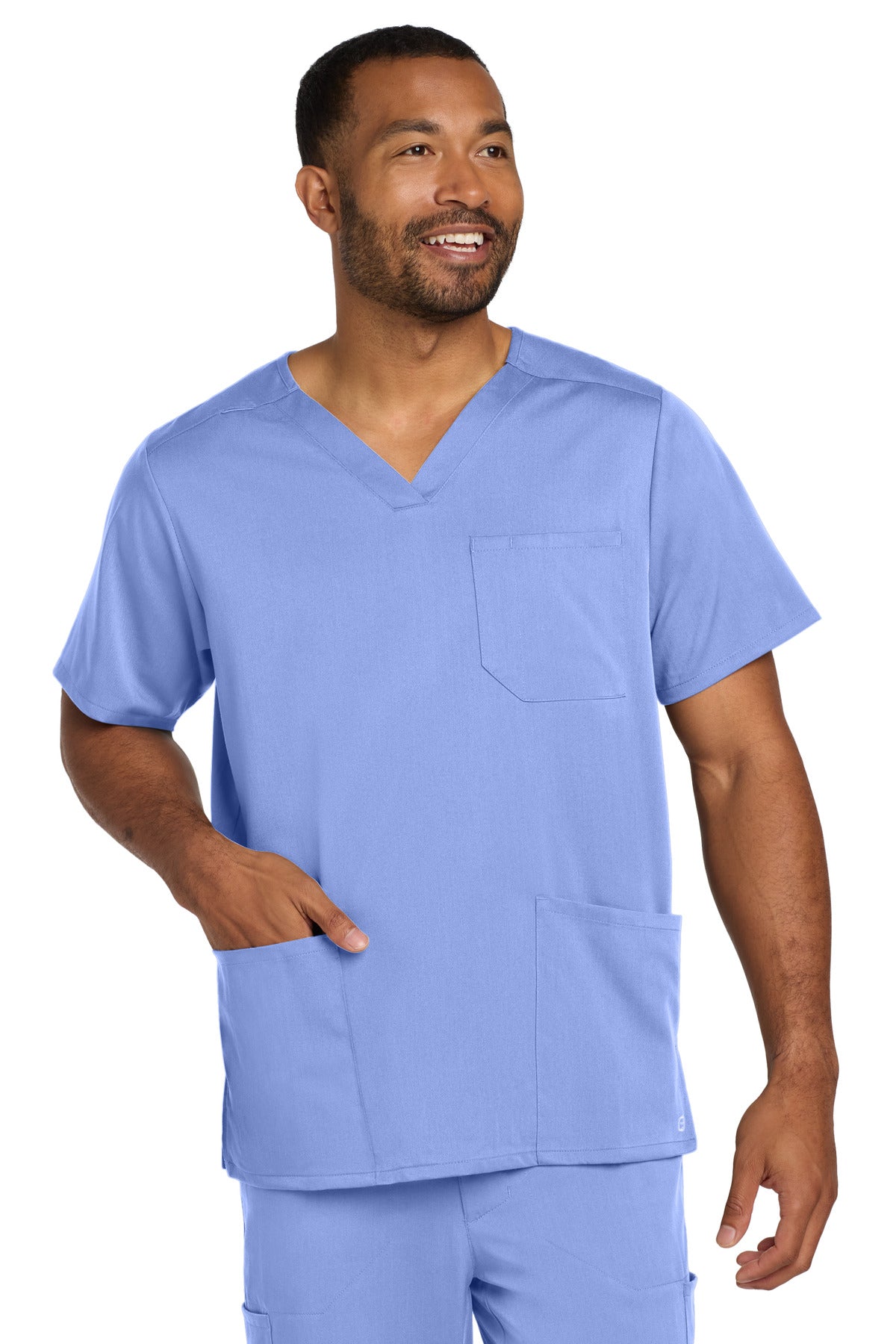 Wink Men's Premiere Flex V-Neck Top WW5068 in Ceil Blue