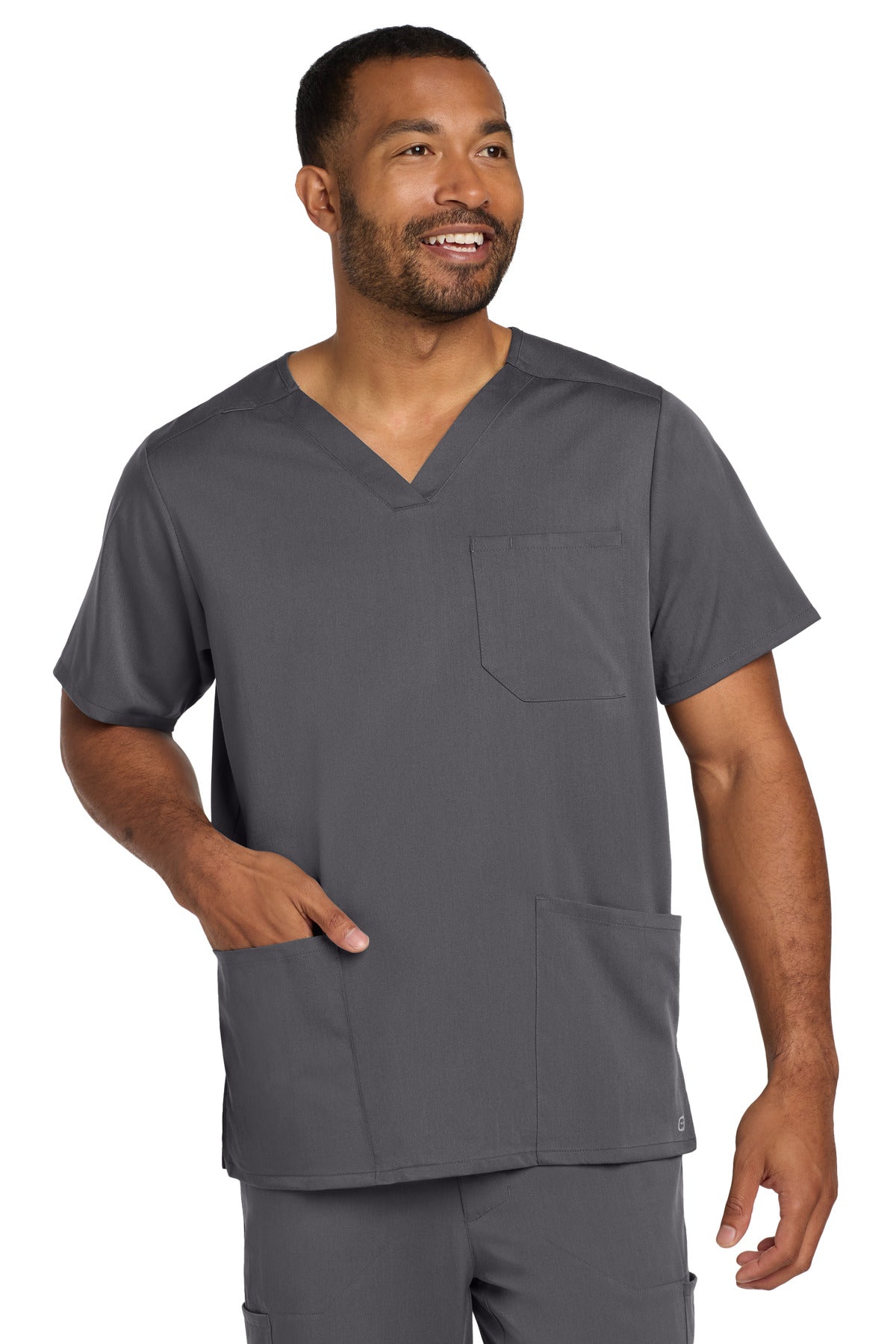 Wink Men's Premiere Flex V-Neck Top WW5068 in Pewter