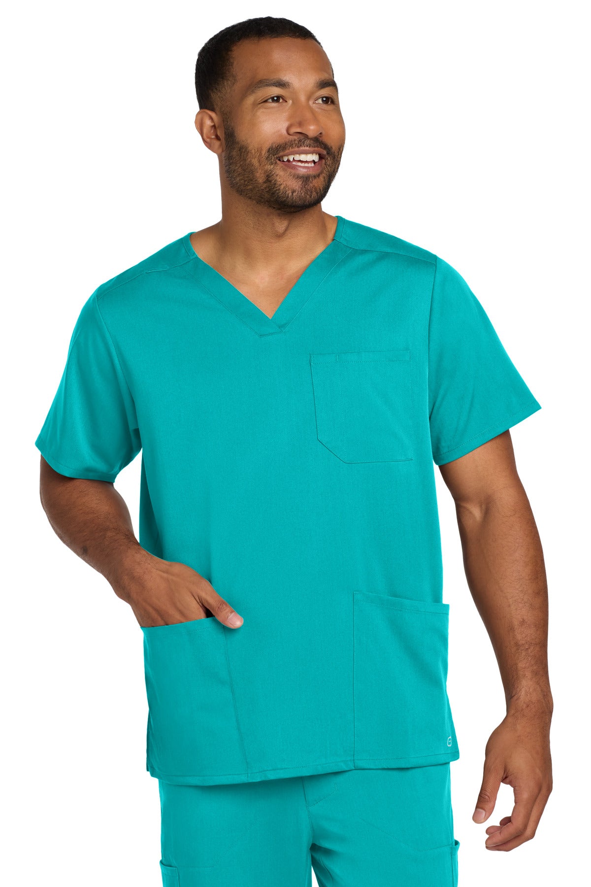 Wink Men's Premiere Flex V-Neck Top WW5068 in Teal Blue