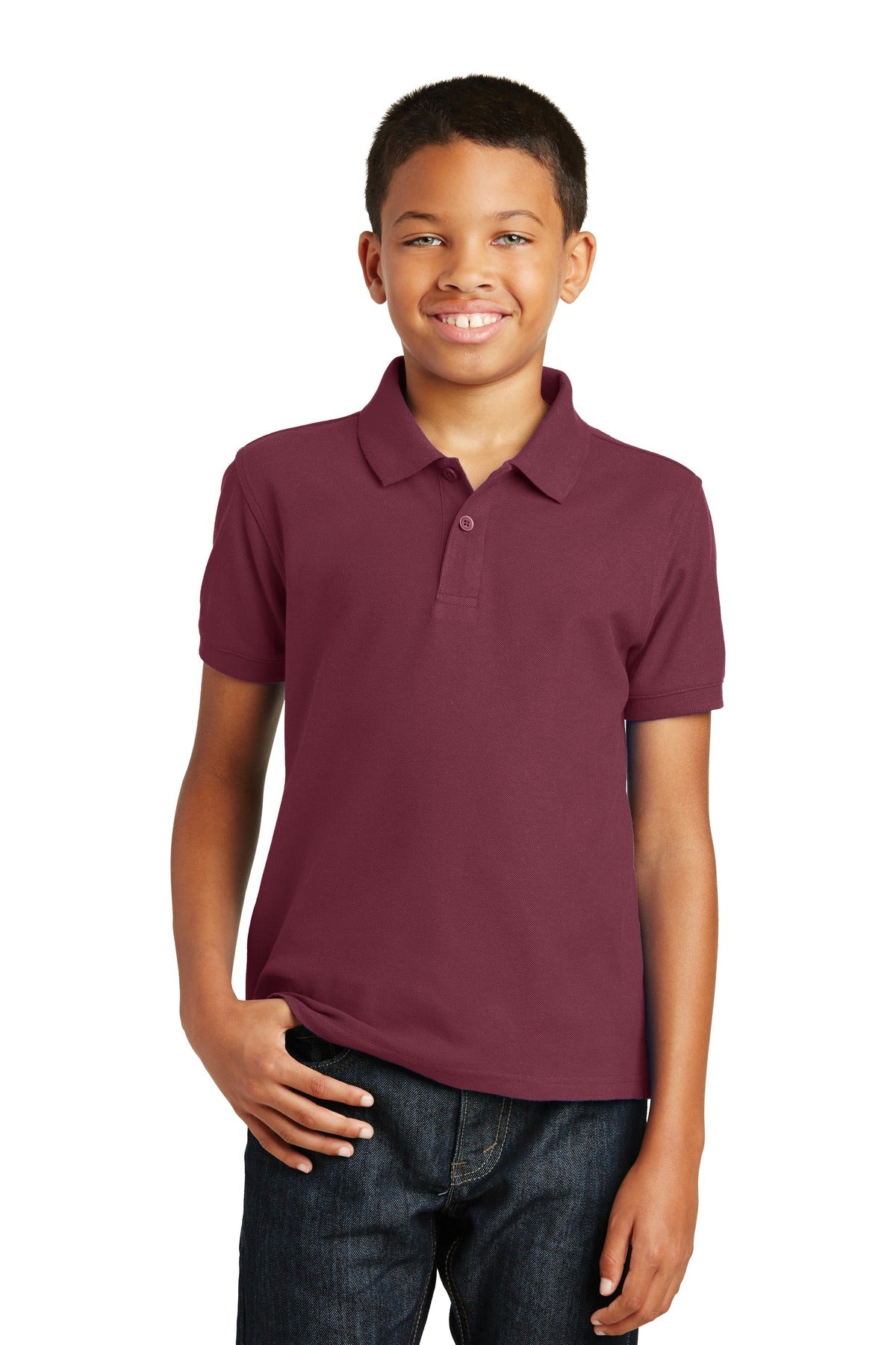 Port Authority Youth Core Classic Pique Polo. Y100 in Burgundy