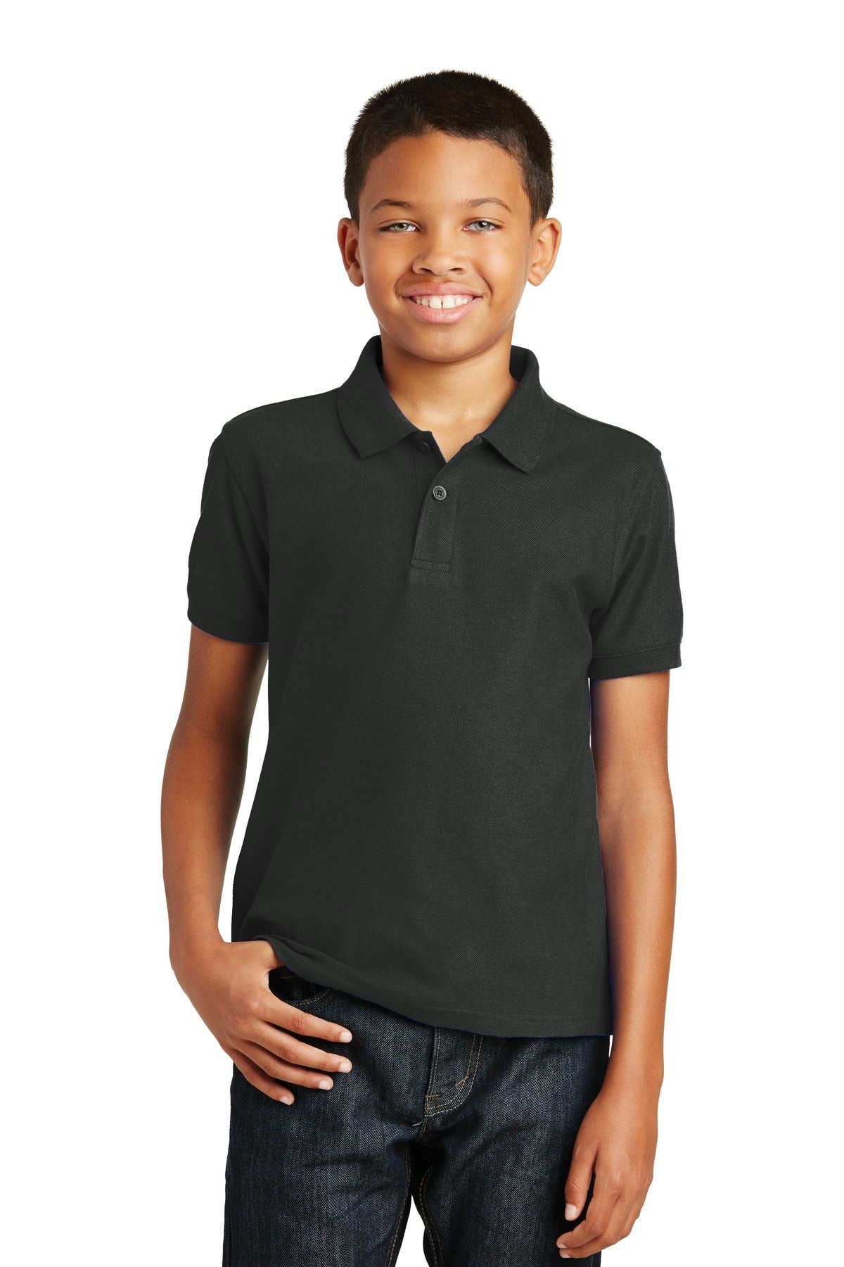 Port Authority Youth Core Classic Pique Polo. Y100 in Deep Black