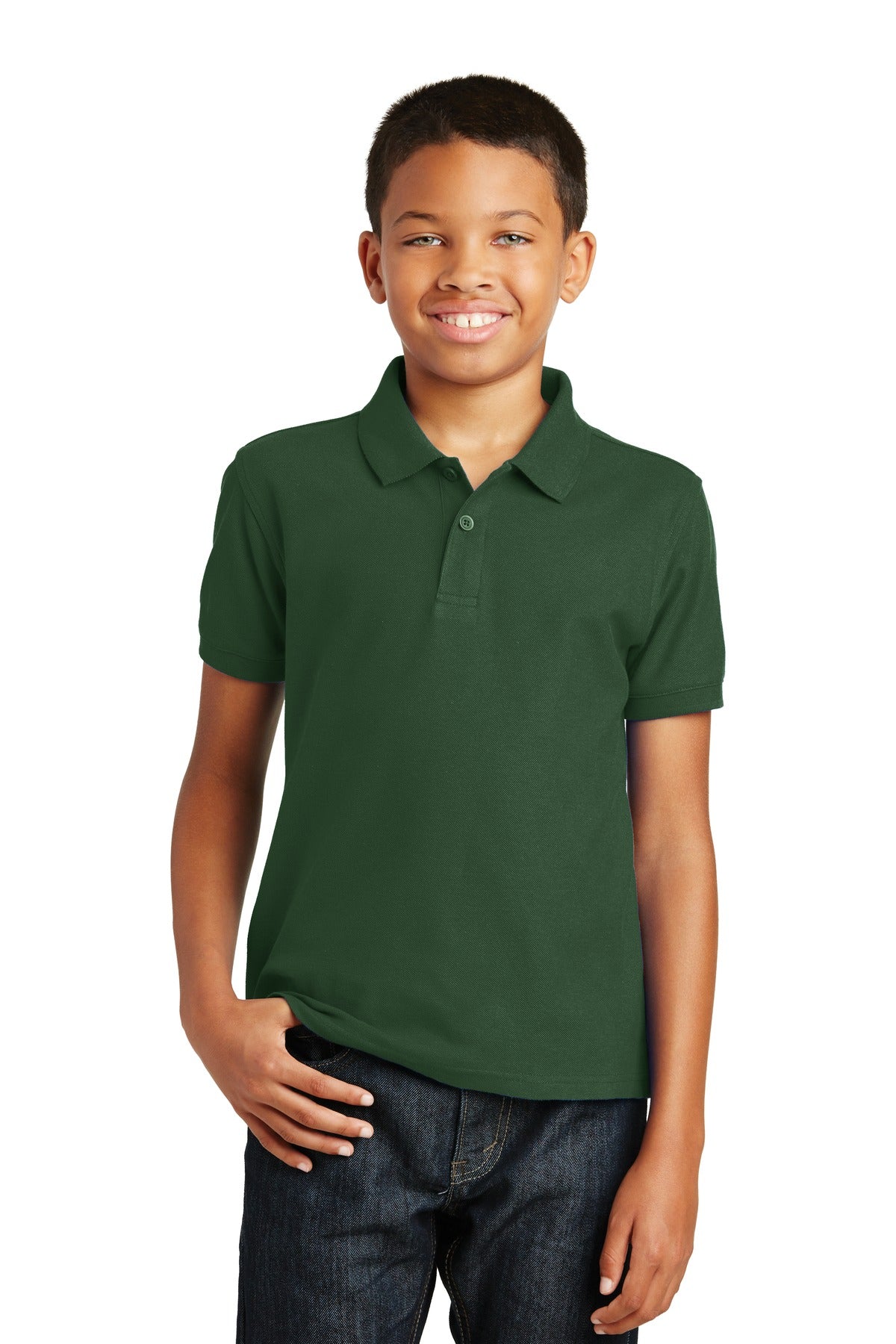 Port Authority Youth Core Classic Pique Polo. Y100 in Deep Forest Green