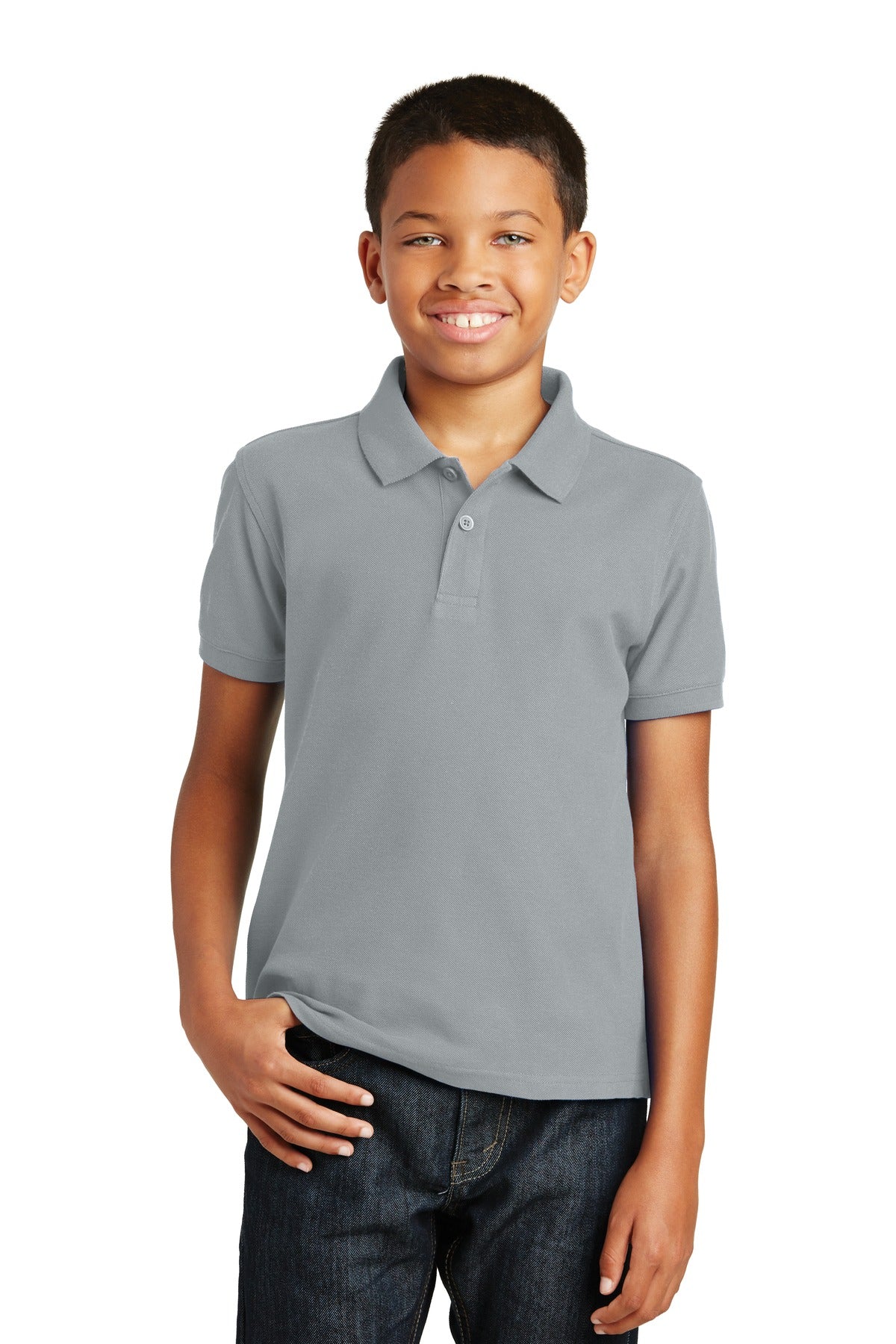 Port Authority Youth Core Classic Pique Polo. Y100 in Gusty Grey