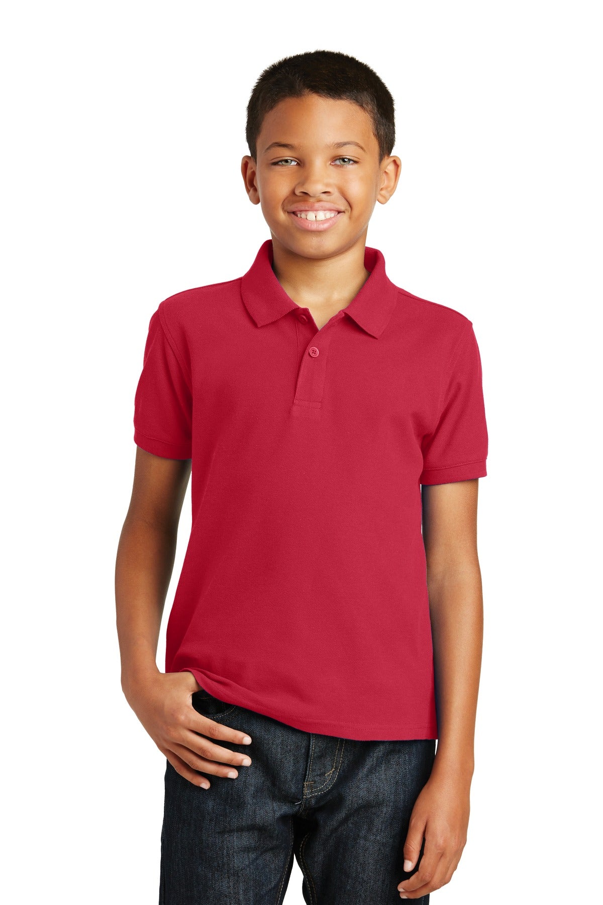 Port Authority Youth Core Classic Pique Polo. Y100 in Rich Red
