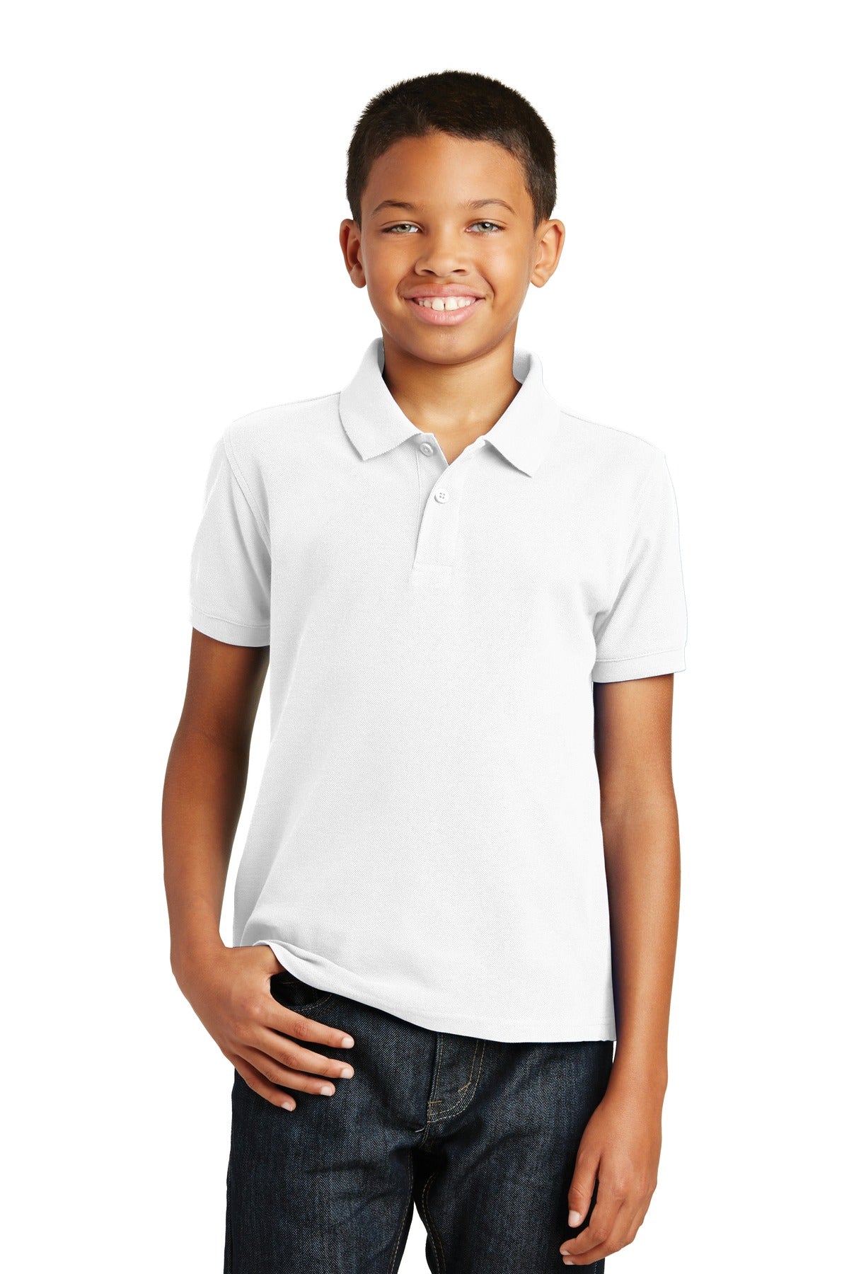 Port Authority Youth Core Classic Pique Polo. Y100 in White