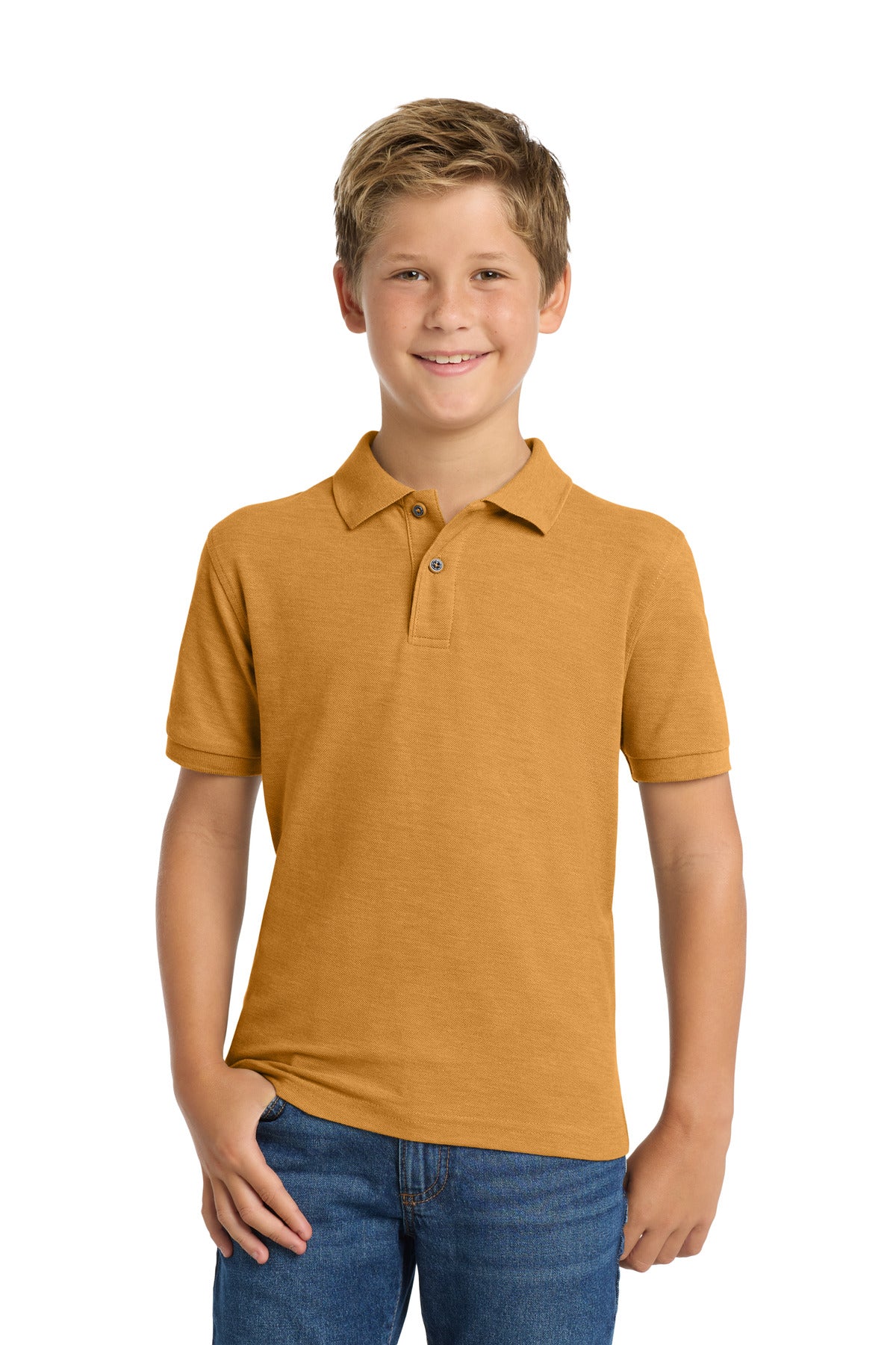 Port Authority Youth Silk Touch Polo.  Y500 in Gold