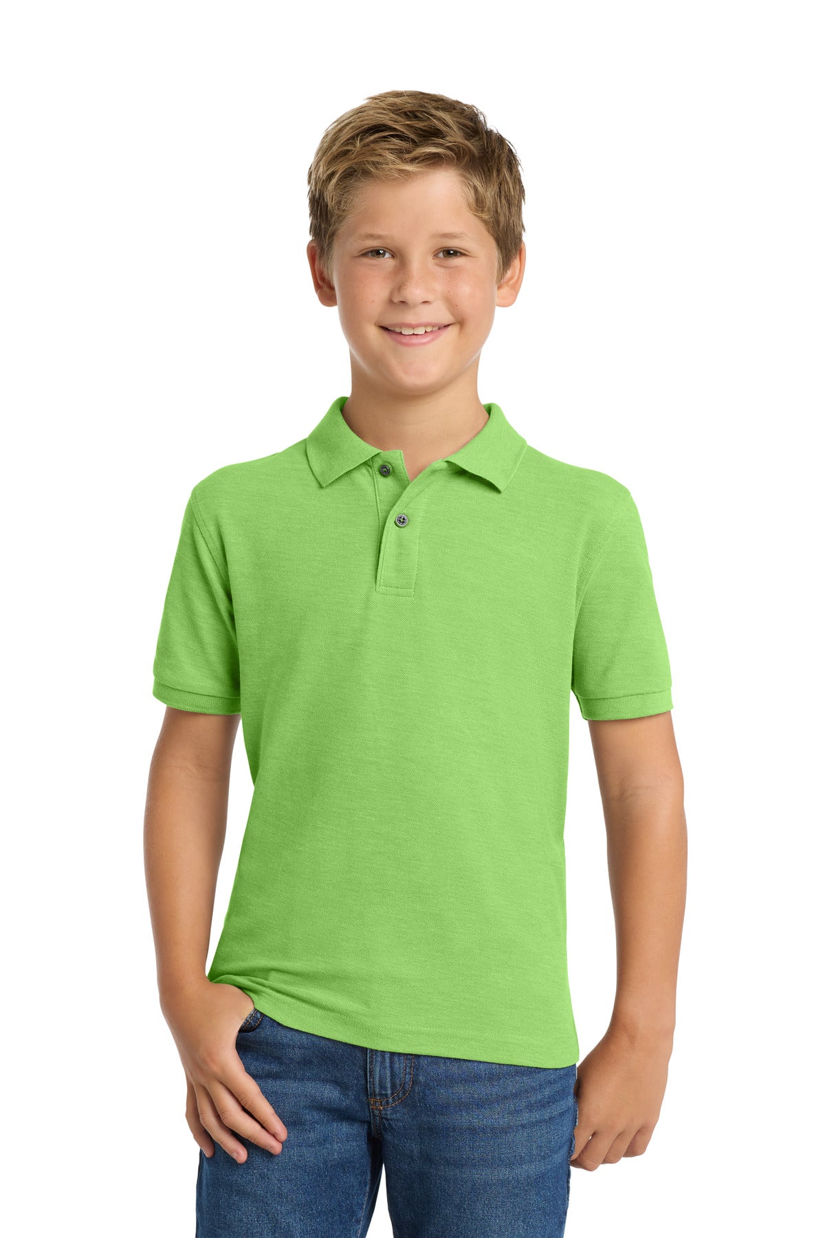 Port Authority Youth Silk Touch Polo.  Y500 in Lime