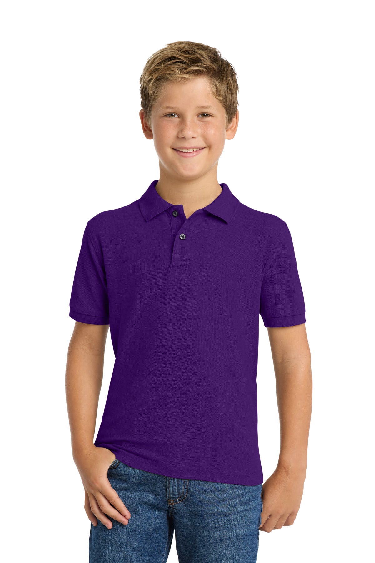 Port Authority Youth Silk Touch Polo.  Y500 in Purple