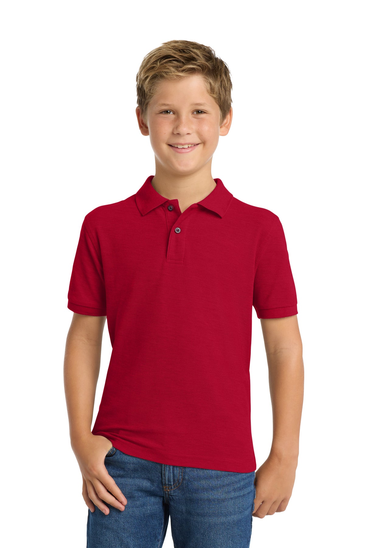 Port Authority Youth Silk Touch Polo.  Y500 in Red