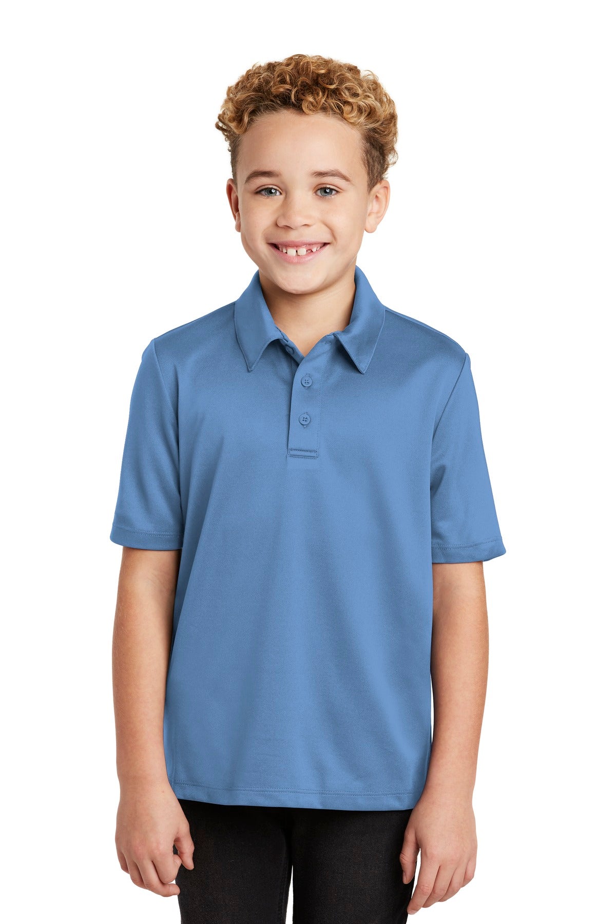 Port Authority Youth Silk Touch Performance Polo. Y540 in Carolina Blue