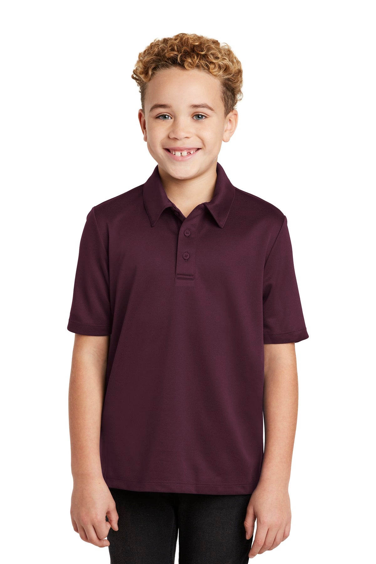 Port Authority Youth Silk Touch Performance Polo. Y540 in Maroon
