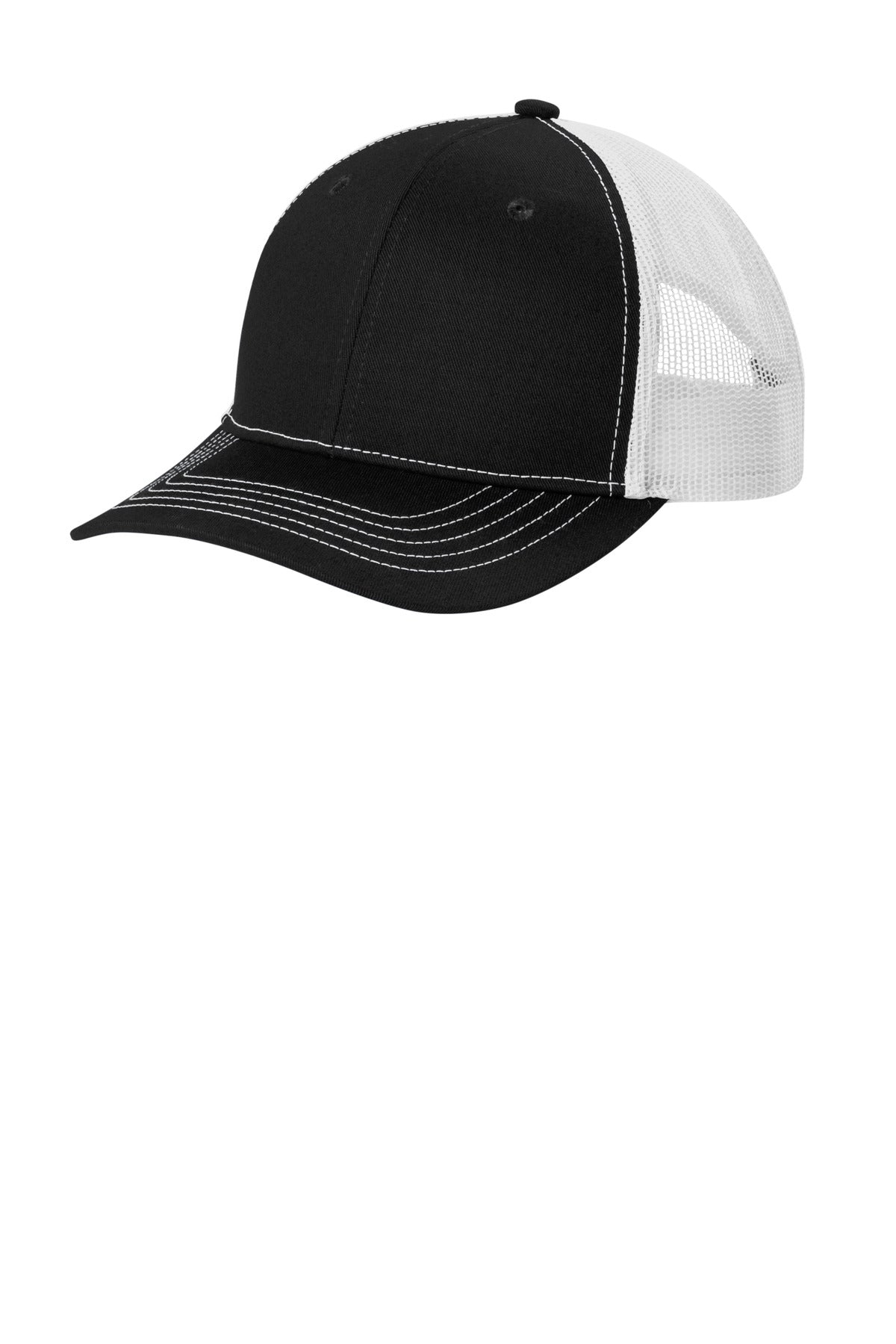 Port Authority Youth Snapback Trucker Cap YC402 in Black/ White