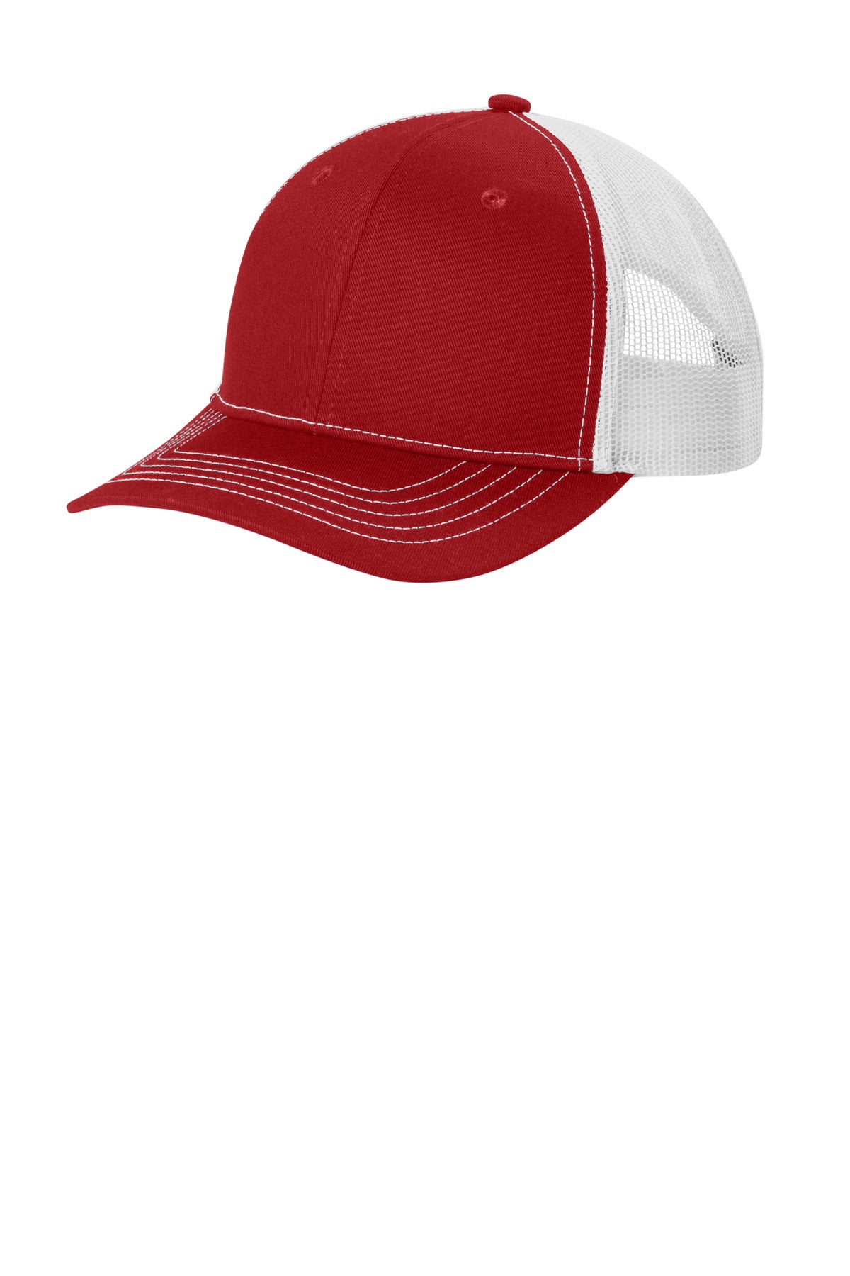 Port Authority Youth Snapback Trucker Cap YC402 in Flame Red/ White