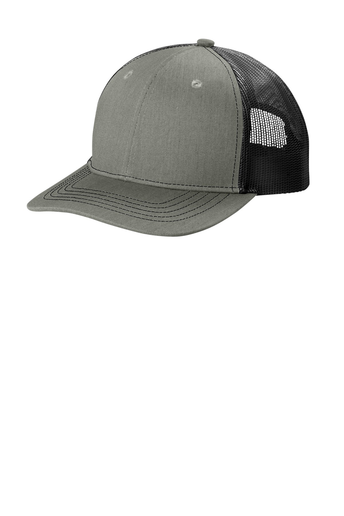 Port Authority Youth Snapback Trucker Cap YC402 in Heather Grey/ Black