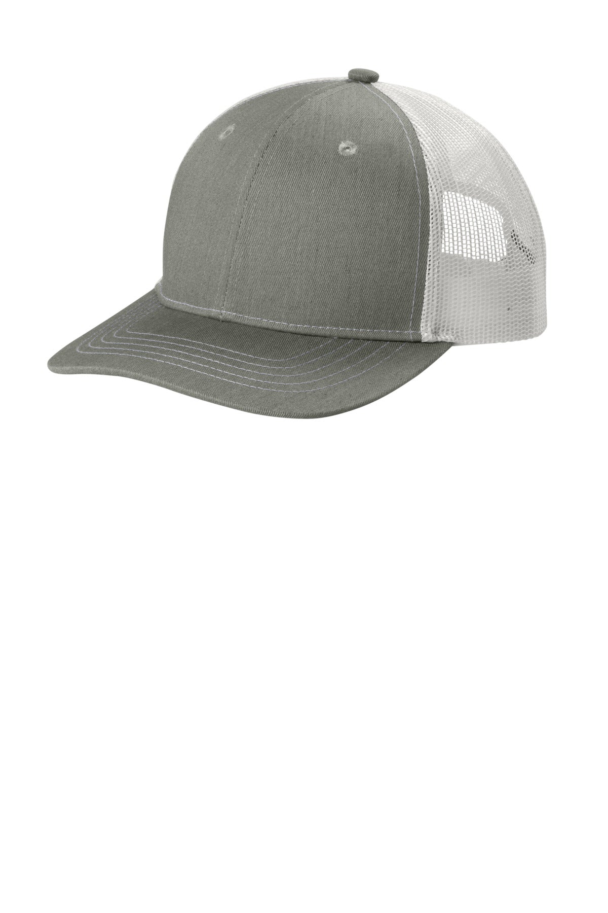Port Authority Youth Snapback Trucker Cap YC402 in Heather Grey/ White