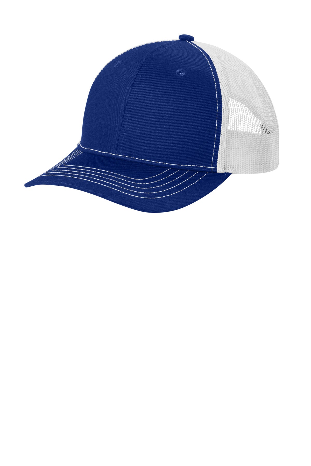 Port Authority Youth Snapback Trucker Cap YC402 in Patriot Blue/ White