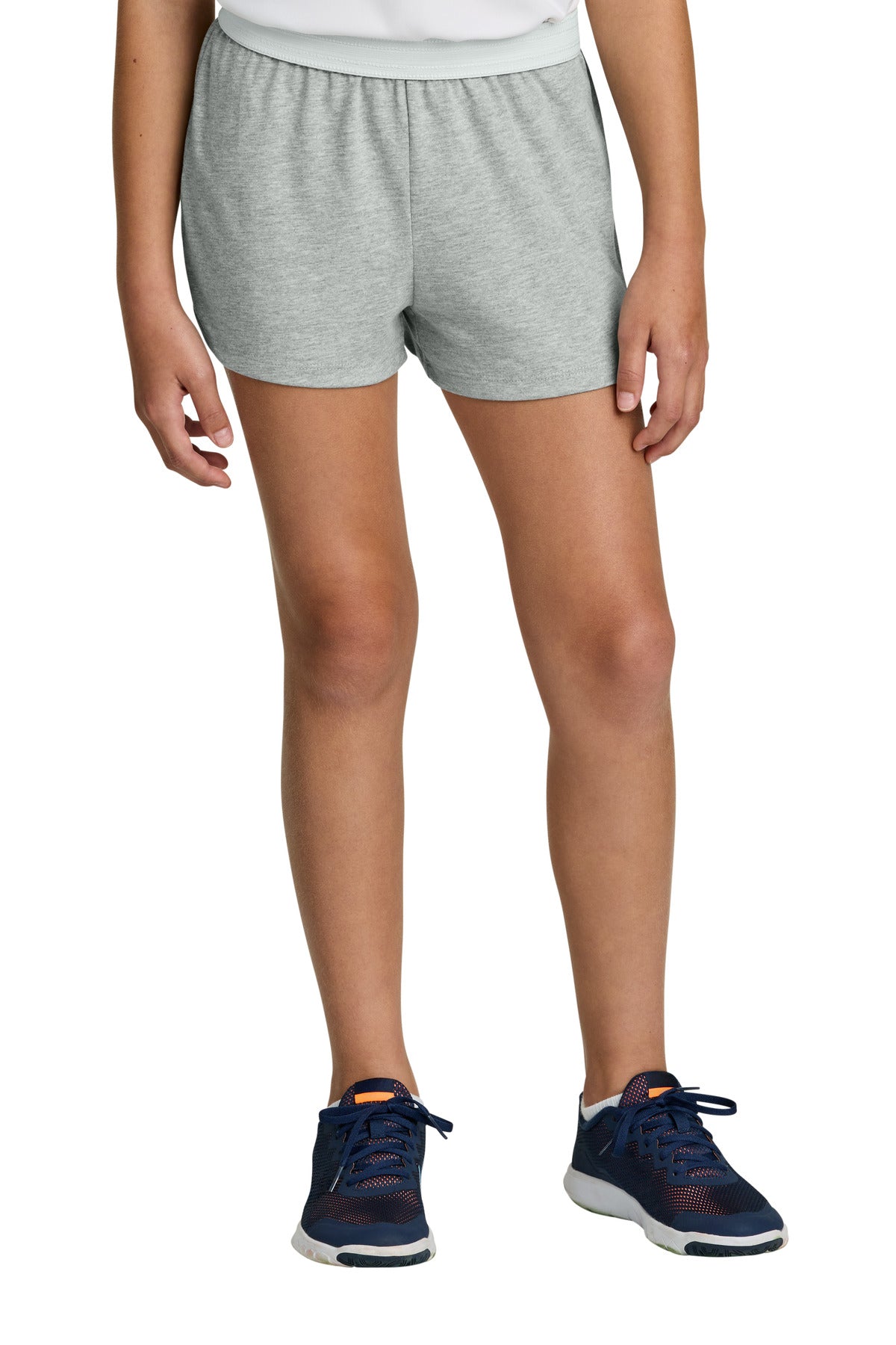 Sport-Tek Girls Jersey Knit Squad Short YGST311 in Heather Grey