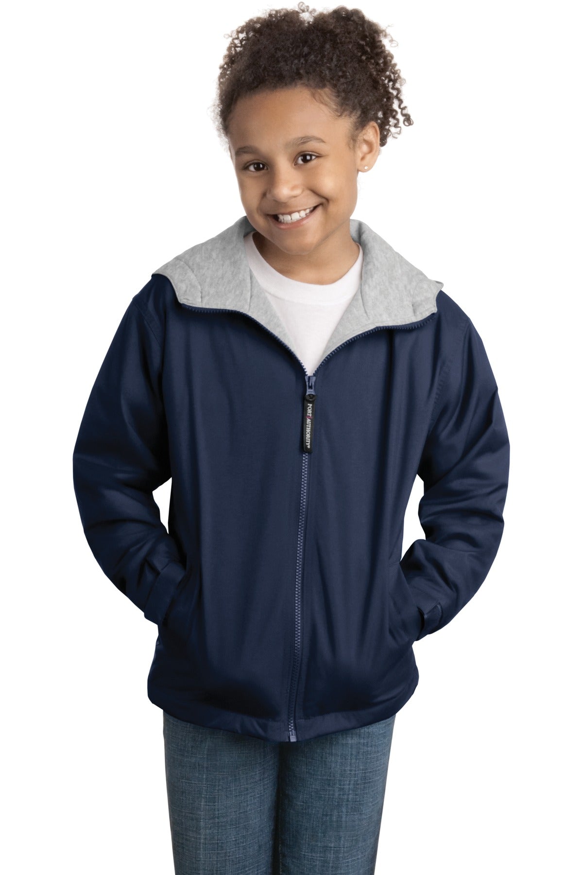 Port Authority Youth Team Jacket.  YJP56 in Bright Navy/ Light Oxford
