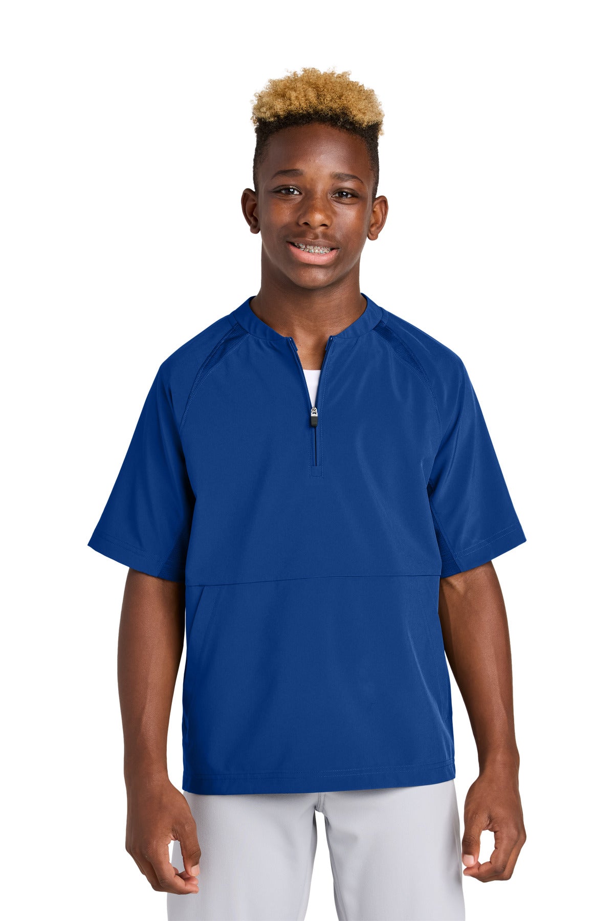 Sport-Tek Youth Repeat 1/2-Zip Short Sleeve Jacket YJST489 in True Royal