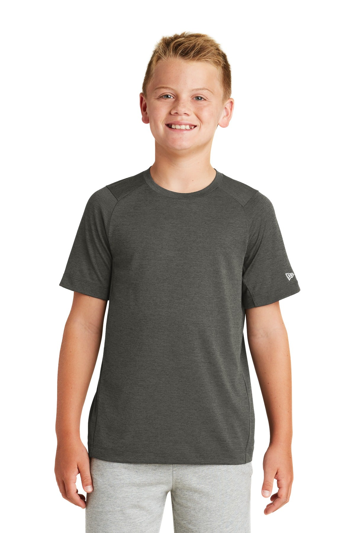 New Era  Youth Series Performance Crew Tee. YNEA200 in Graphite