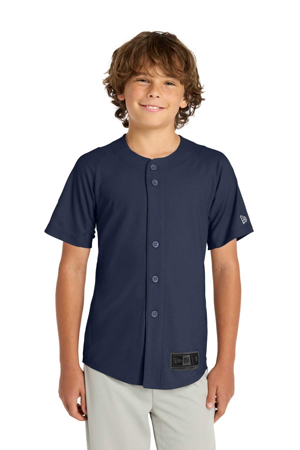 New Era  Youth Diamond Era Full-Button Jersey. YNEA220 in True Navy
