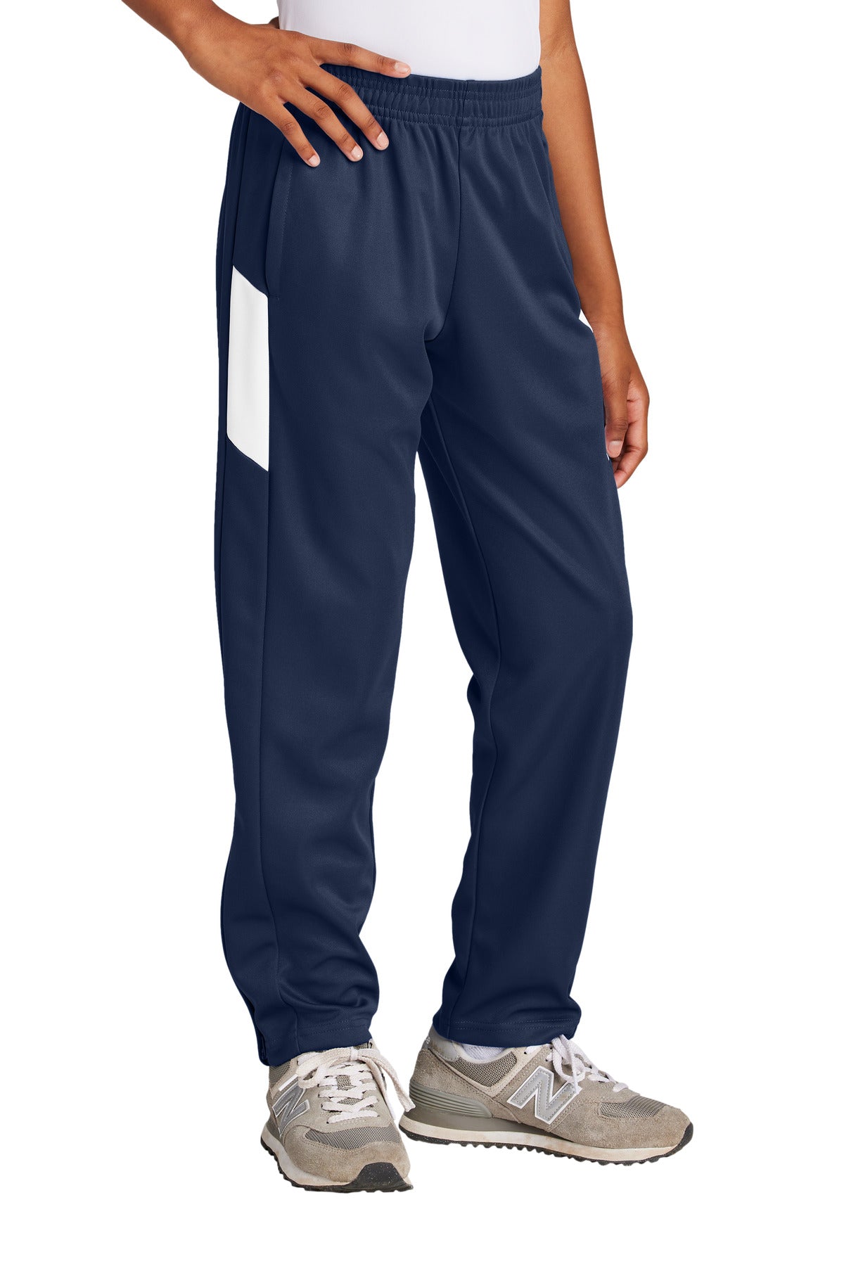 Sport-Tek Youth Travel Pant YPST800 in True Navy/ White