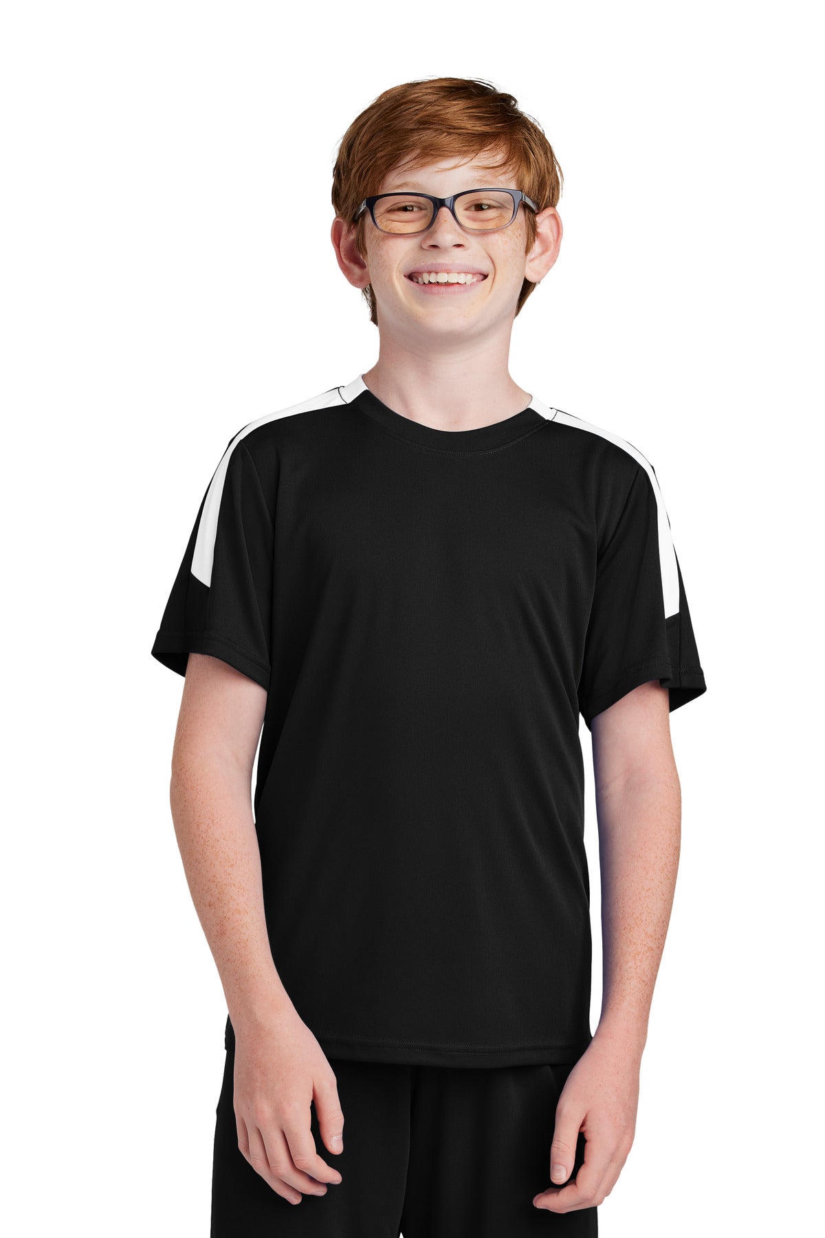 Sport-Tek Youth Competitor United Crew YST100 in Black/ White