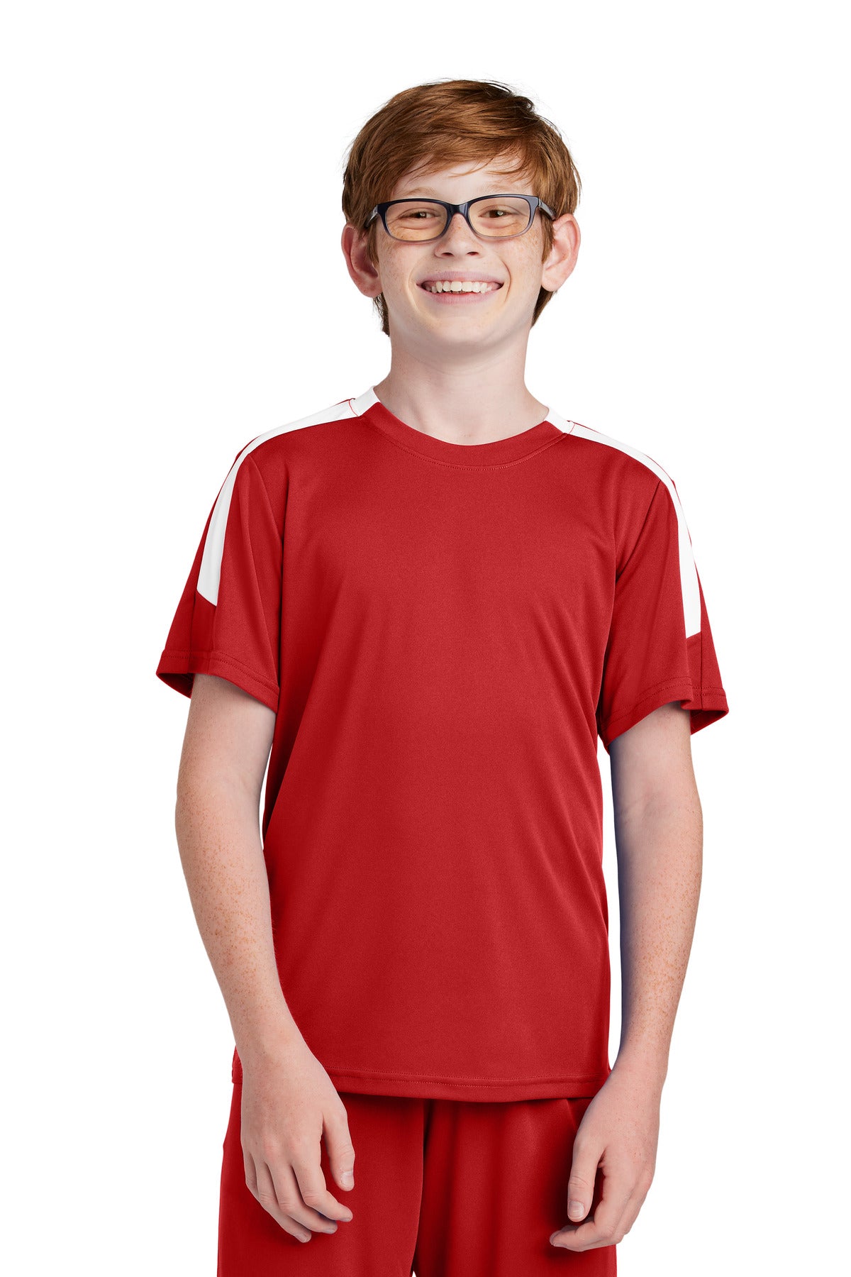 Sport-Tek Youth Competitor United Crew YST100 in Deep Red/ White