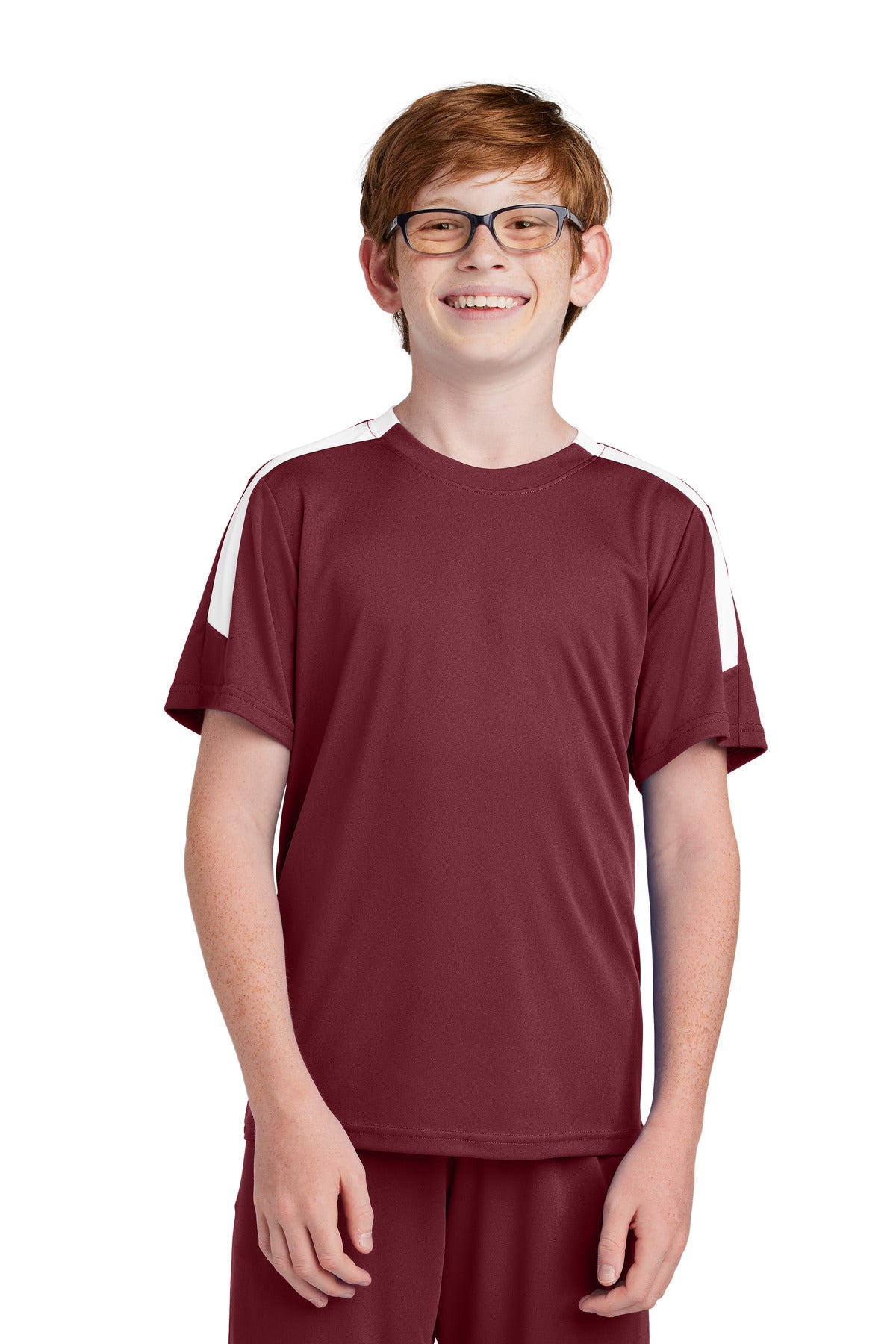 Sport-Tek Youth Competitor United Crew YST100 in Maroon/ White