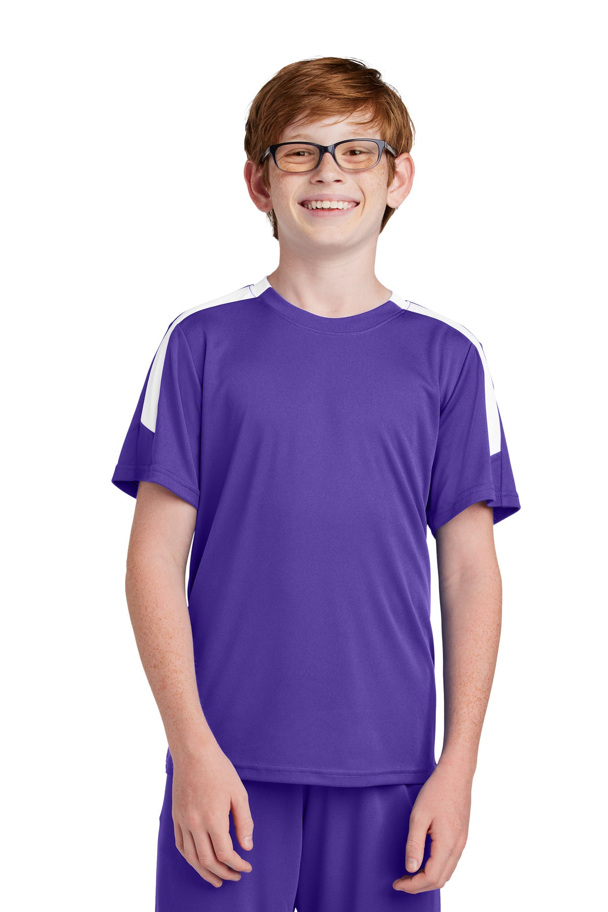Sport-Tek Youth Competitor United Crew YST100 in Purple/ White