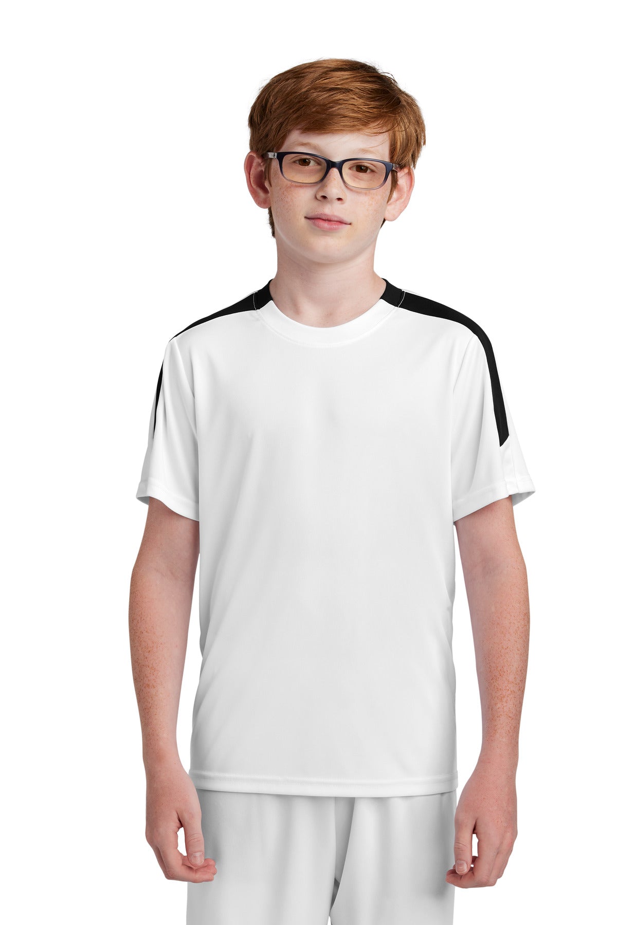 Sport-Tek Youth Competitor United Crew YST100 in White/ Black