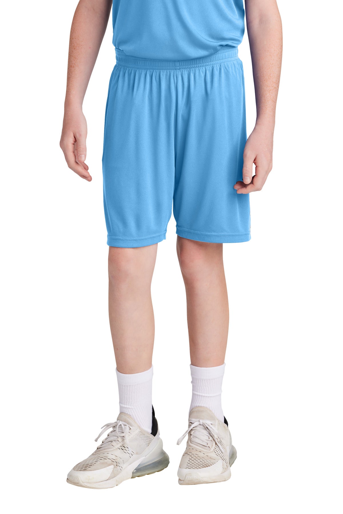 Sport-Tek Youth Competitor United 5  Short YST103 in Carolina Blue/ White
