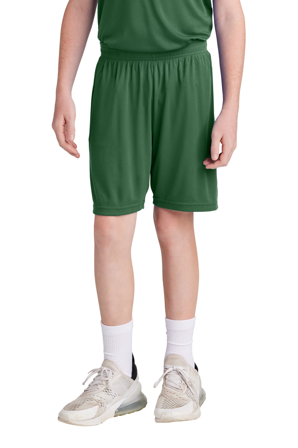 Sport-Tek Youth Competitor United 5  Short YST103 in Forest Green/ White