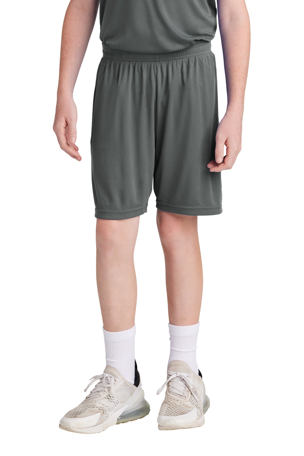Sport-Tek Youth Competitor United 5  Short YST103 in Iron Grey/ White