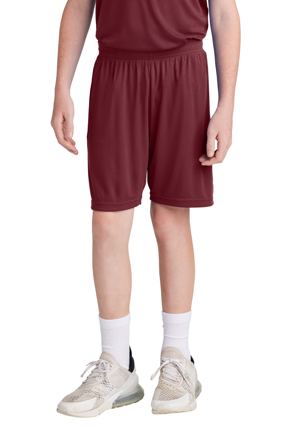 Sport-Tek Youth Competitor United 5  Short YST103 in Maroon/ White