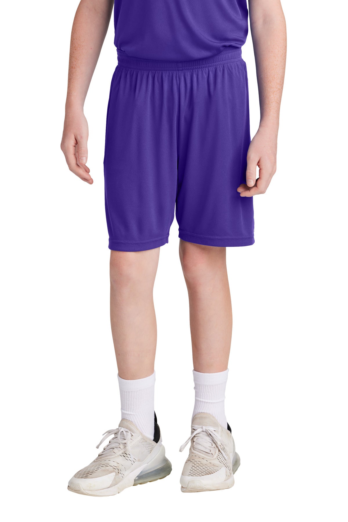Sport-Tek Youth Competitor United 5  Short YST103 in Purple/ White