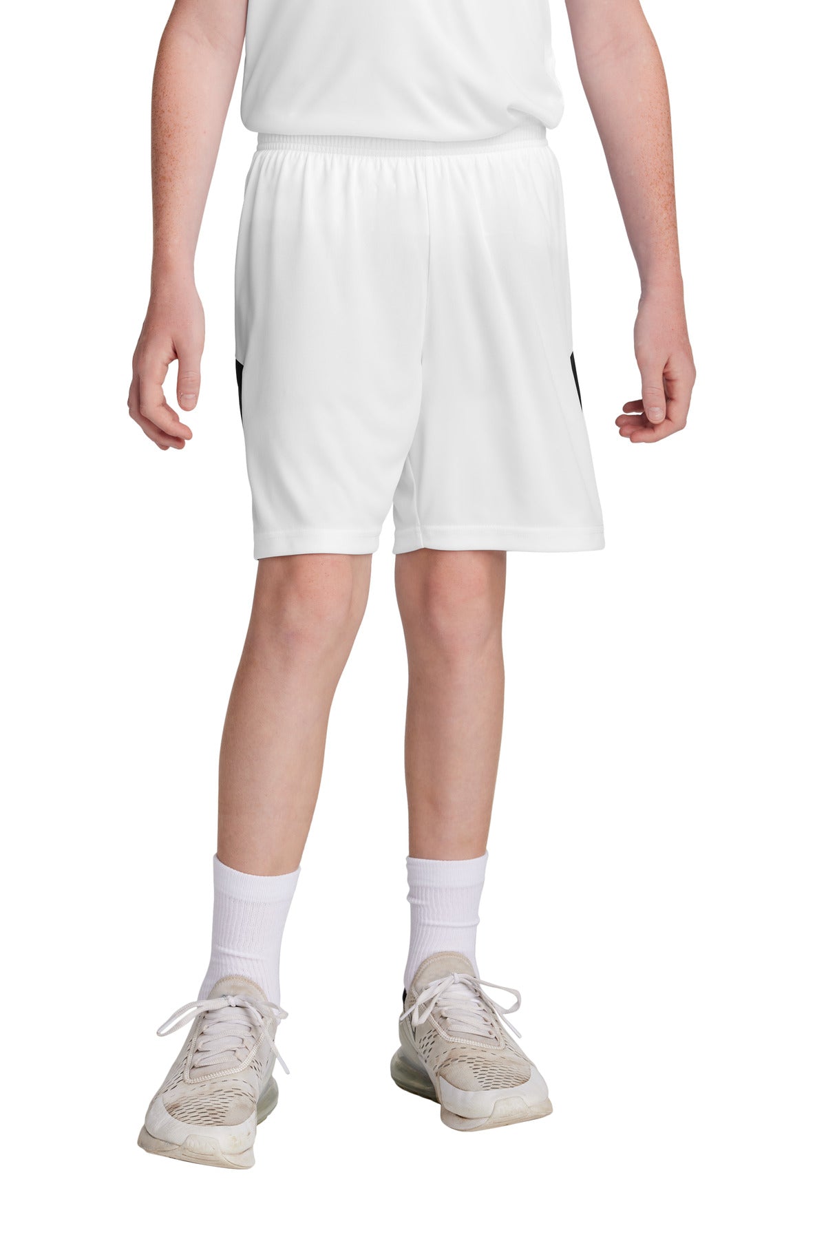Sport-Tek Youth Competitor United 5  Short YST103 in White/ Black